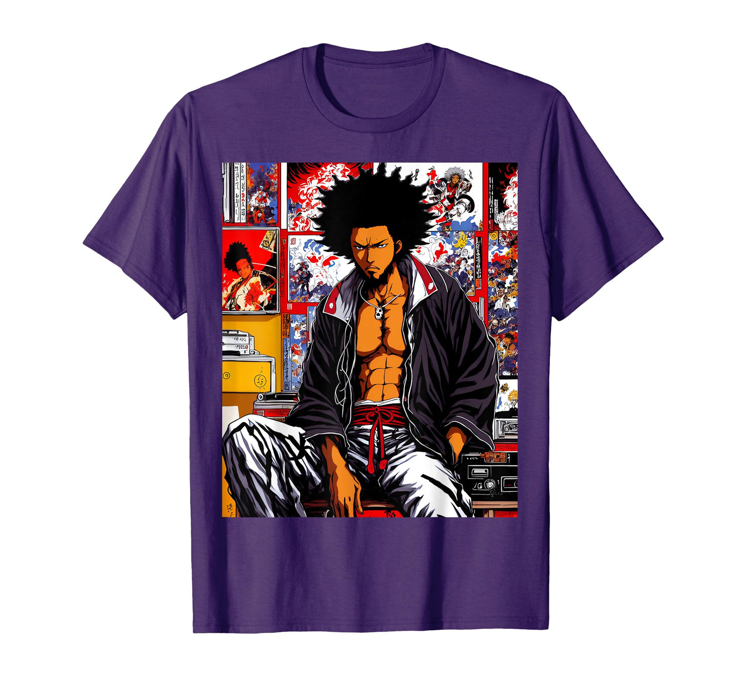 African Samurai Hip-hop Afro 90s Anime Retro Chill Lofi T-Shirt
