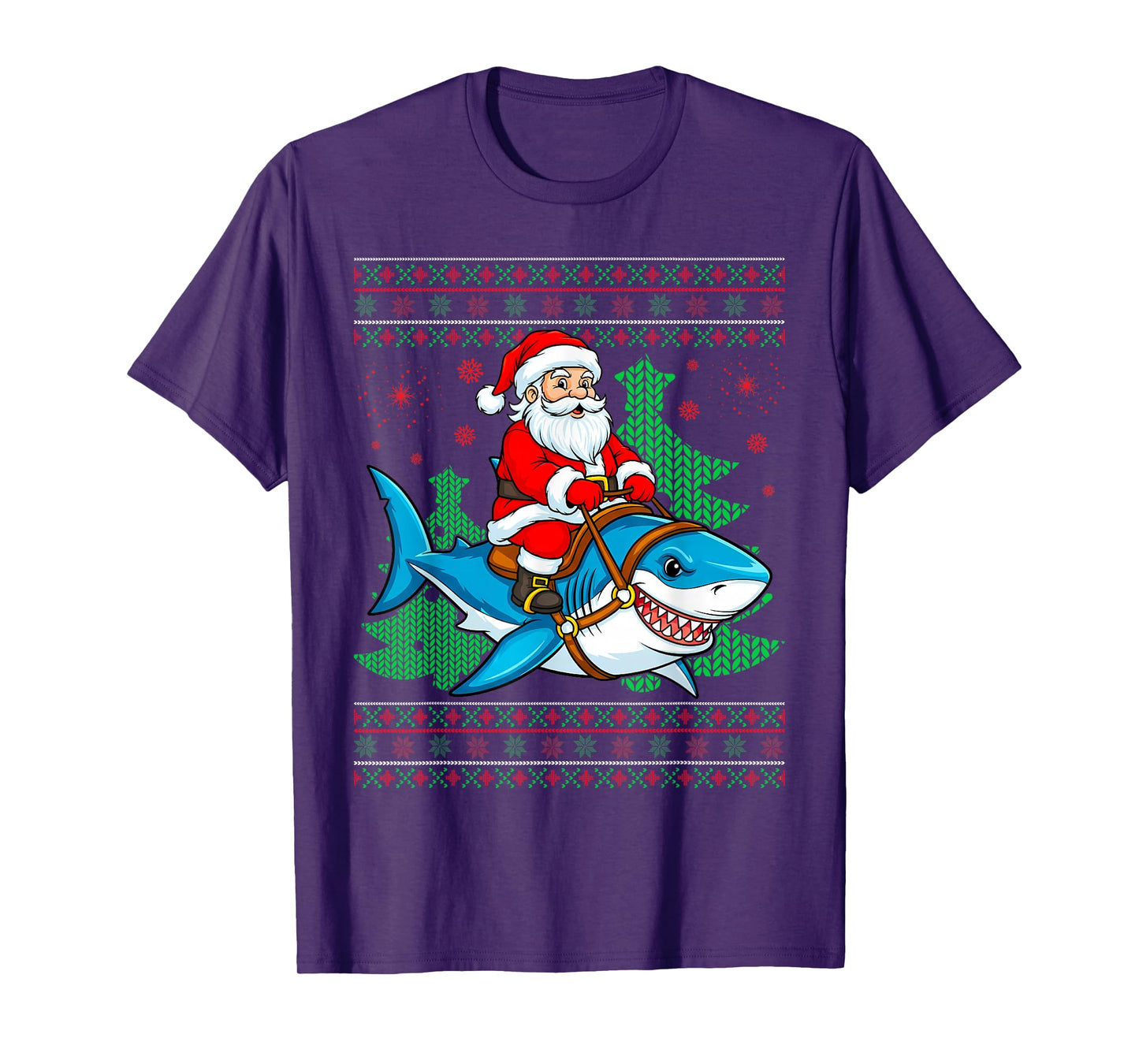 Ugly Xmas Santa Riding Shark Christmas T-Shirt