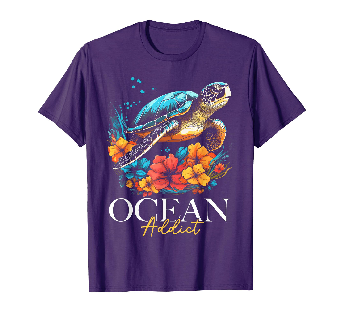 Sea Turtle Flowers Ocean Scuba Diving Diver Surfer Souvenir T-Shirt