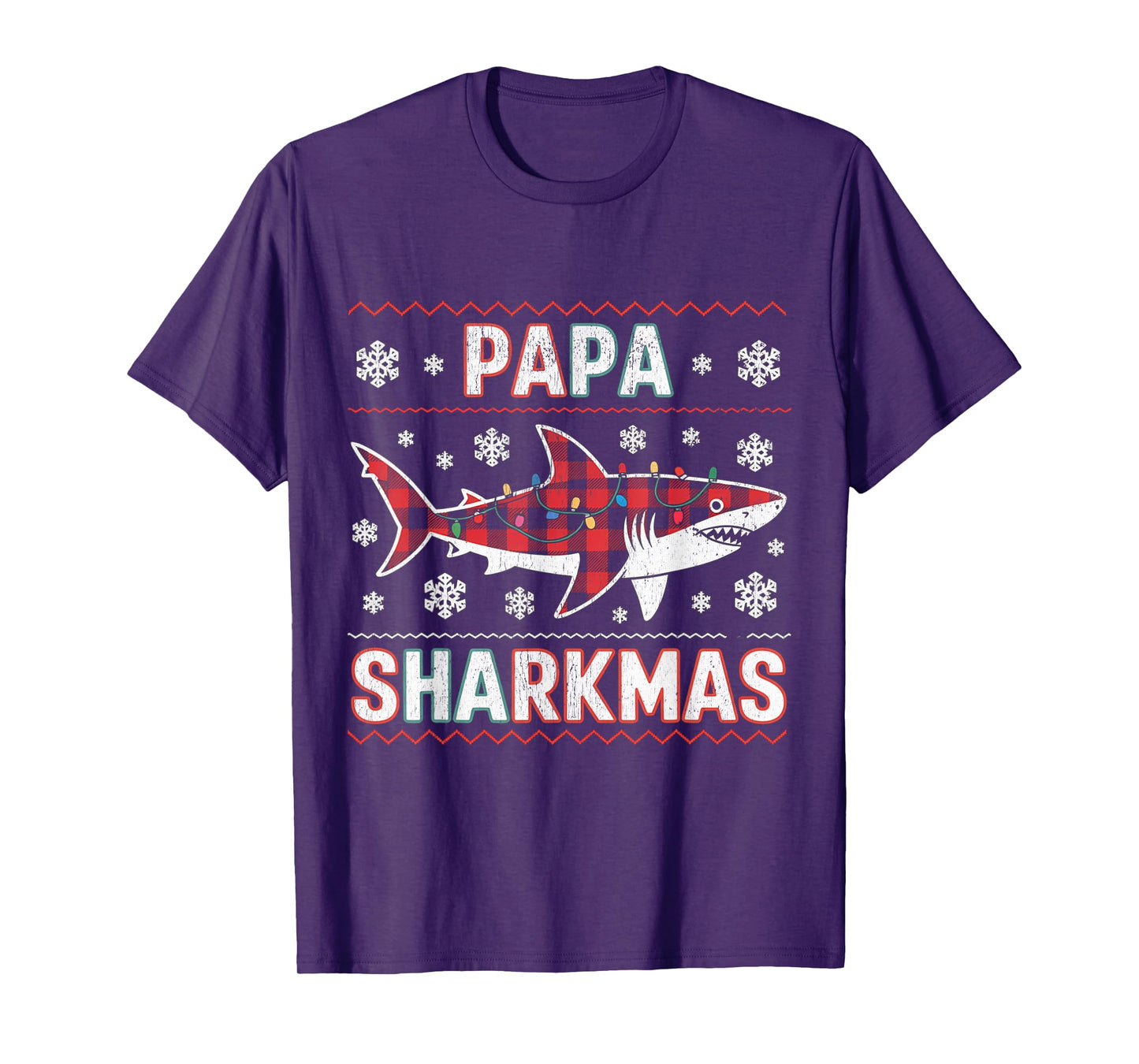 Papa Sharkmas Funny Shark Santa Hat Ugly Christmas Sweater T-Shirt
