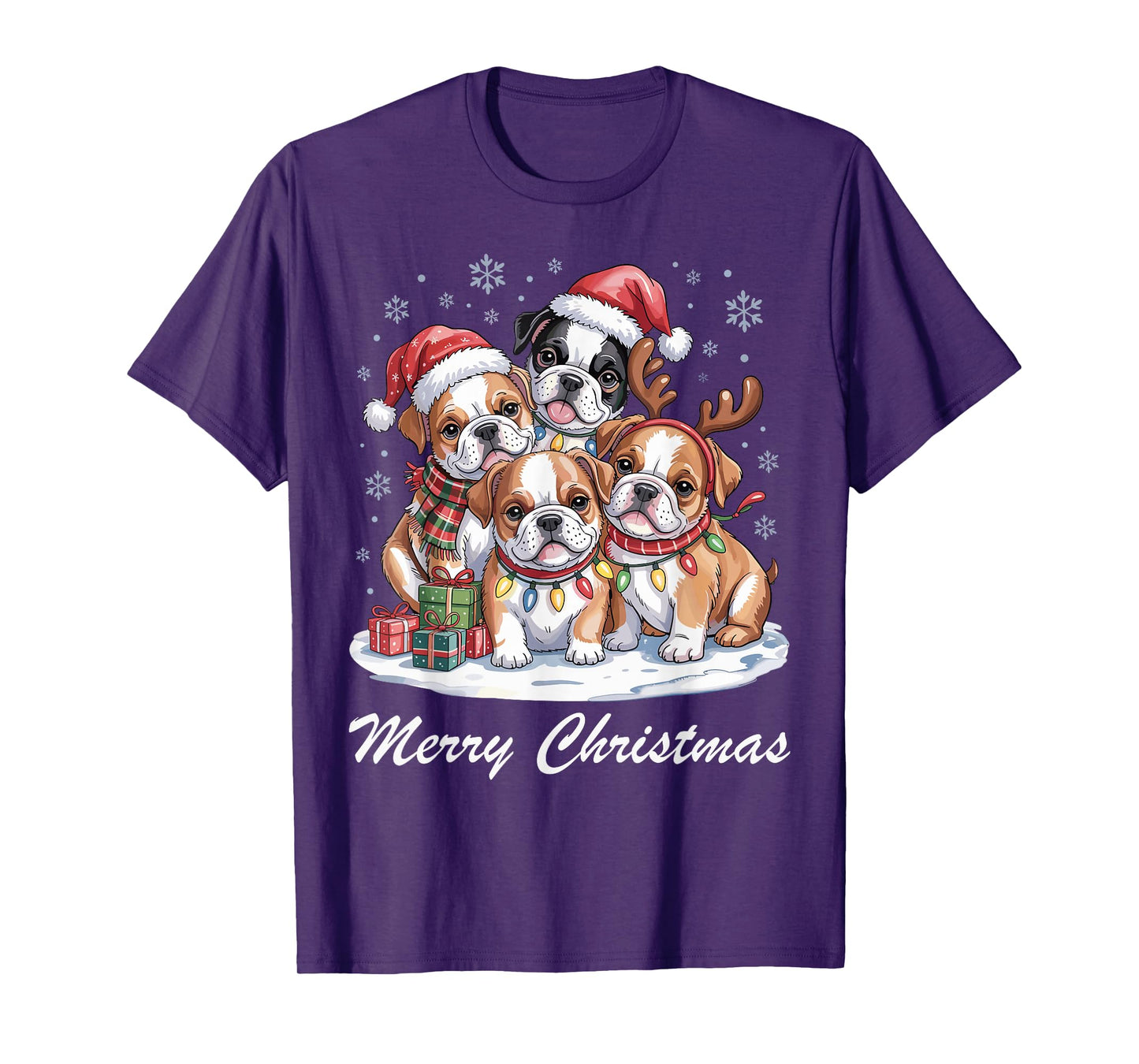 Bulldog Merry Christmas Funny Dog Lovers Holiday Pajama T-Shirt