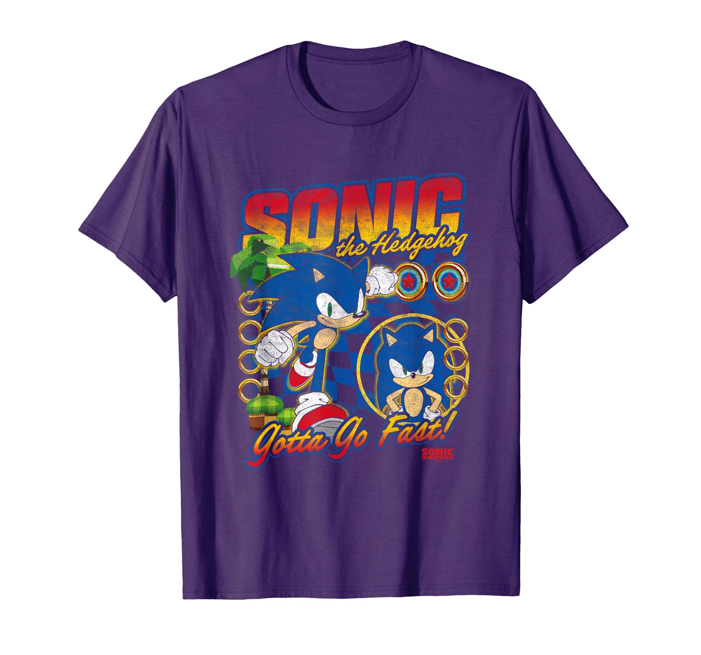 Sonic The Hedgehog Gotta Go Fast Distressed Portrait T-Shirt