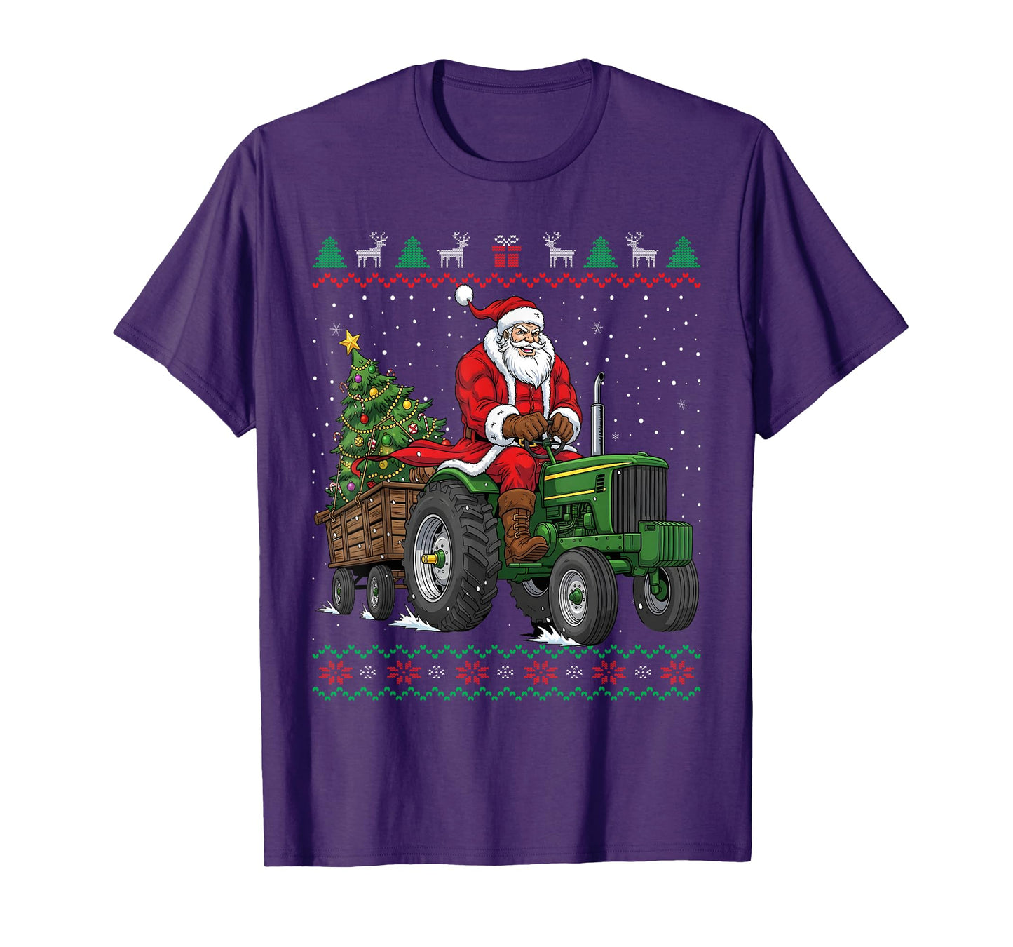 Santa Claus Tractor Farmer Ugly Christmas Sweater T-Shirt