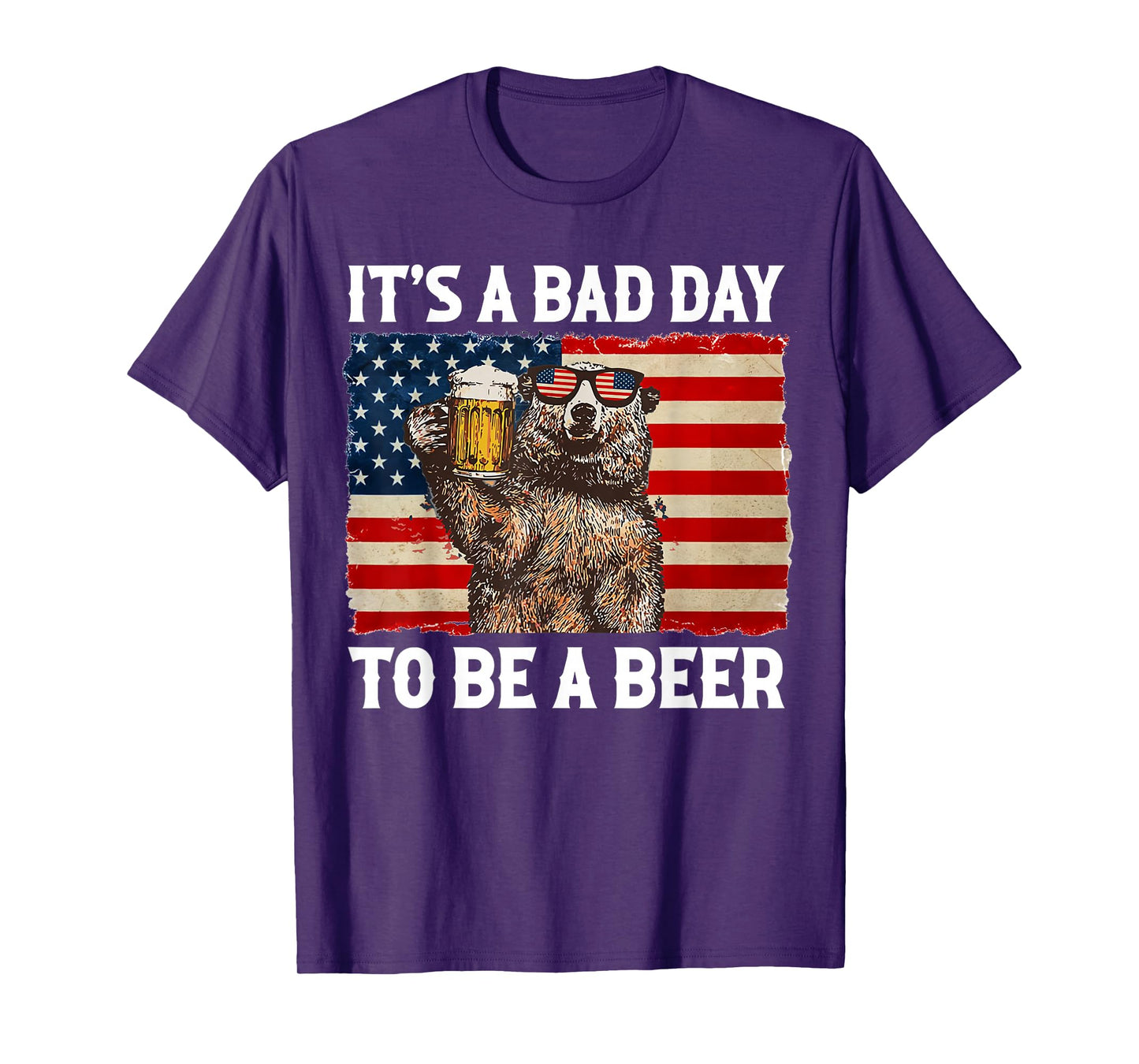 US Flag Bear Drinking Shirt It's A Bad Day To Be A Beer T-Shirt