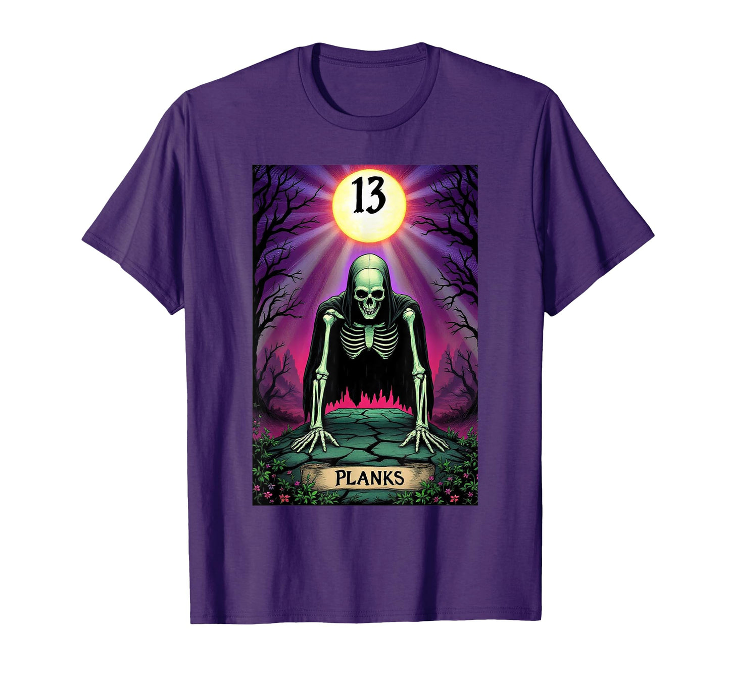 Funny Tarot Card Planks Gym Occult Workout Core Fitness T-Shirt