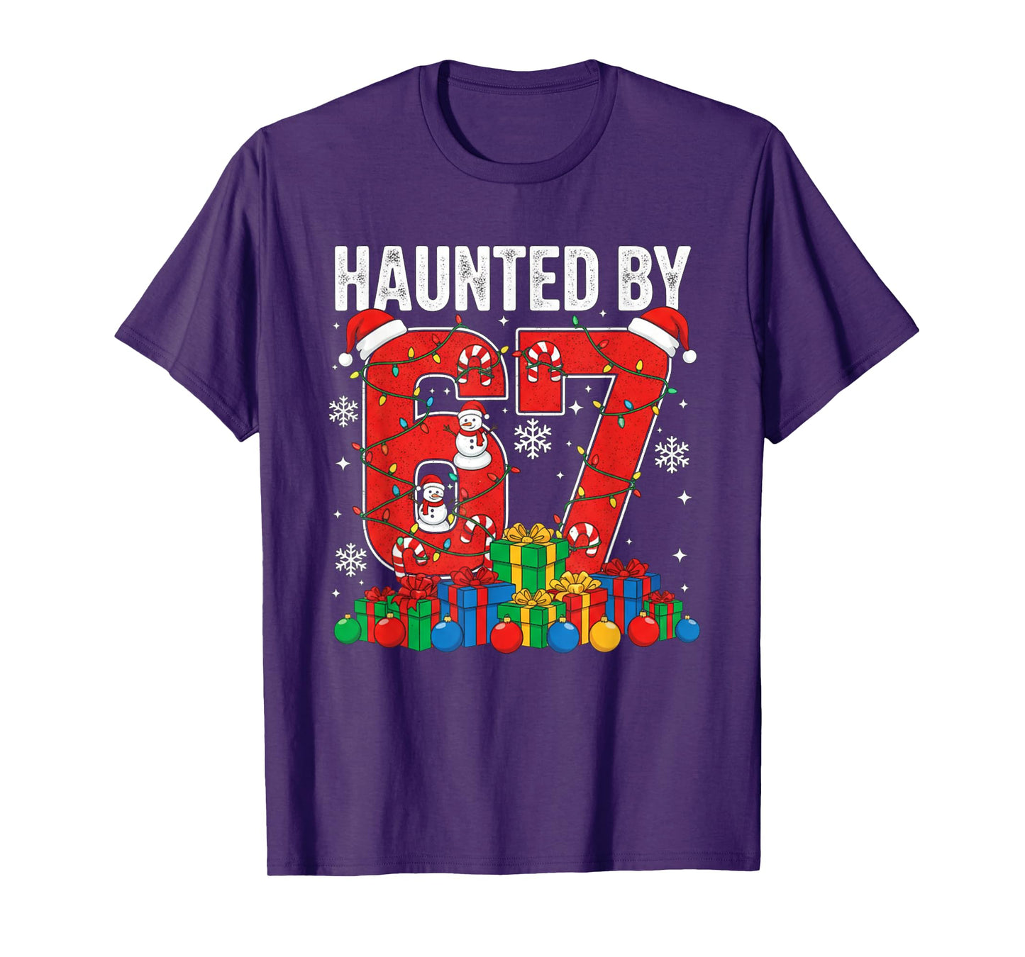 Funny Haunted by 67 Christmas Holiday Women Kids Xmas Ugly T-Shirt