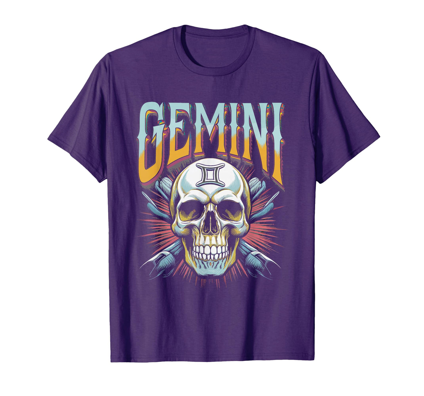 Gemini Witchcraft Zodiac Signs Art Skull Constellation T-Shirt
