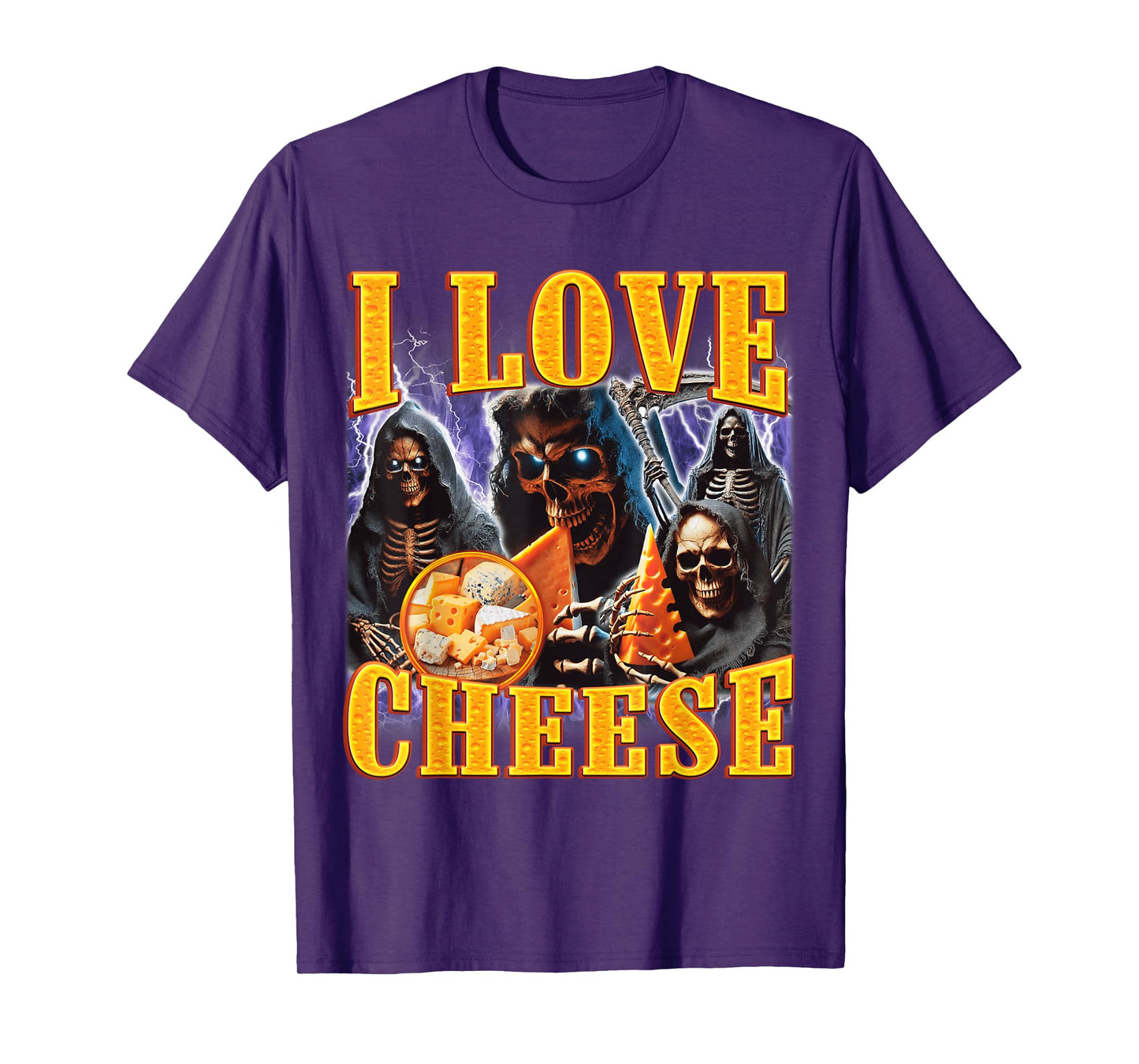 I Love Cheese Funny Skeleton Meme Weird T-Shirt