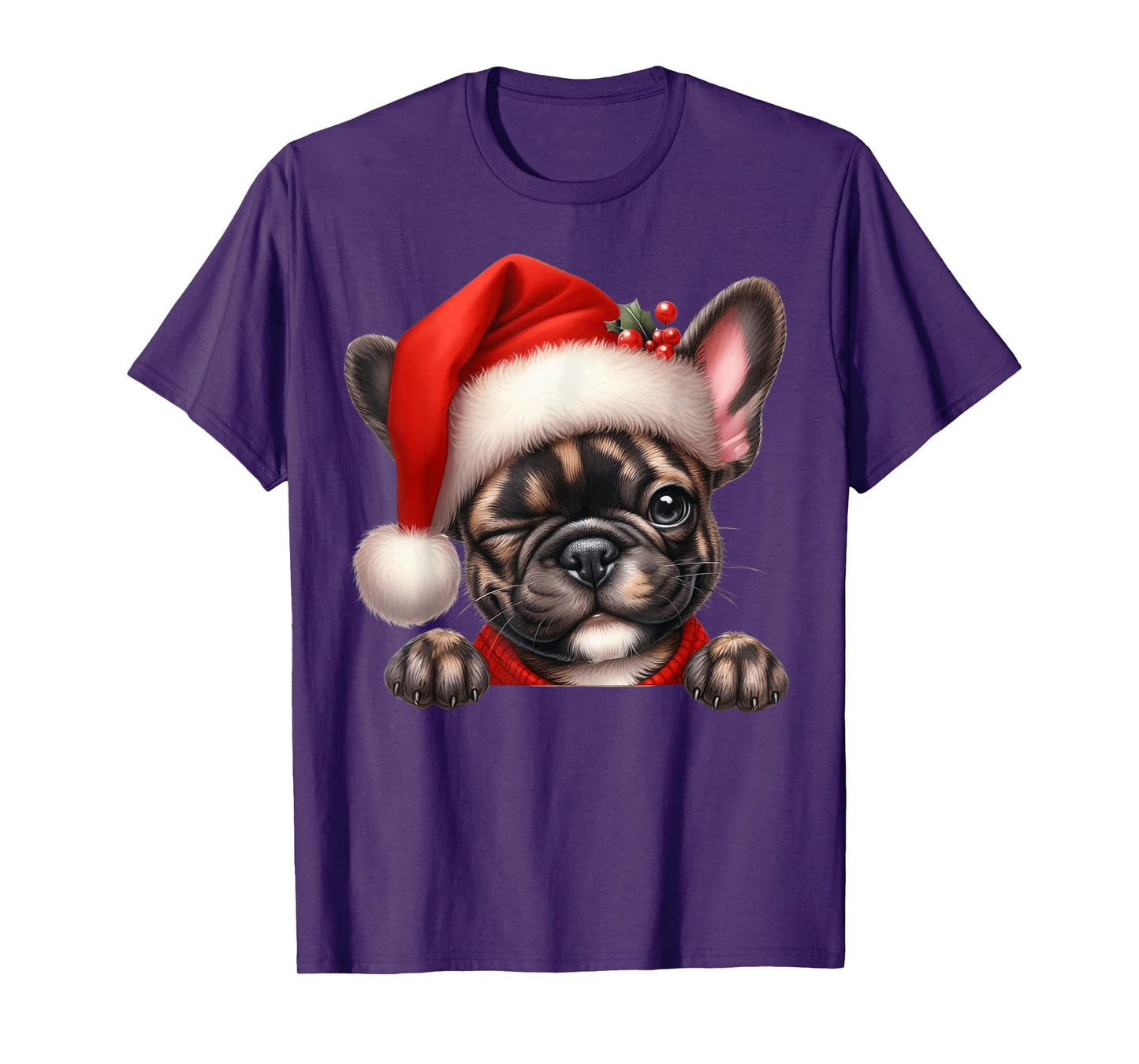 French Bulldog Dog Christmas Santa Hat Dog Mom Dad T-Shirt