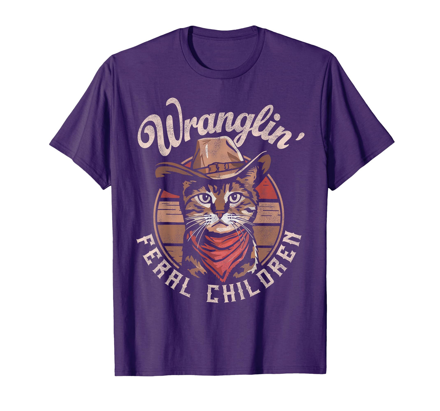 Wranglin' Feral Children Retro Cowboy Cat 90s Western Mom T-Shirt