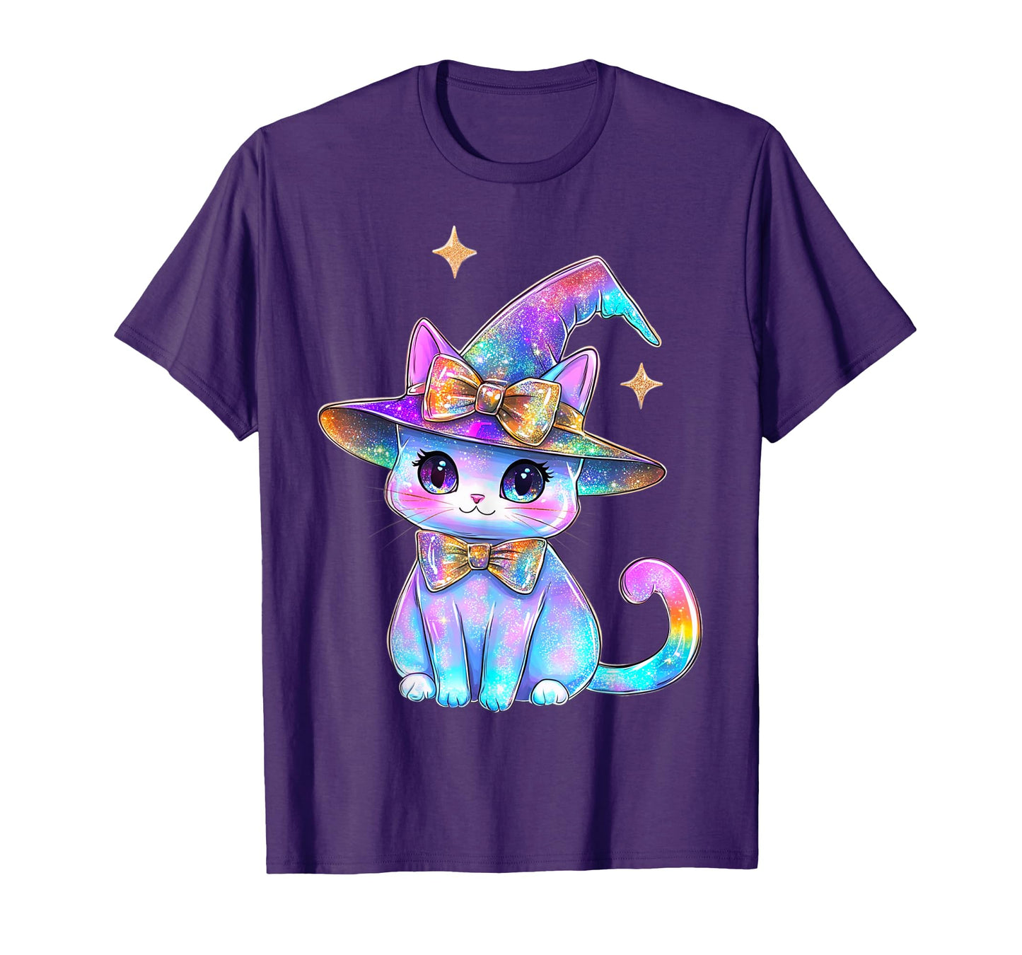 Kawaii Pastel Goth Cute Creepy Cat Witch Hat Halloween Girls T-Shirt