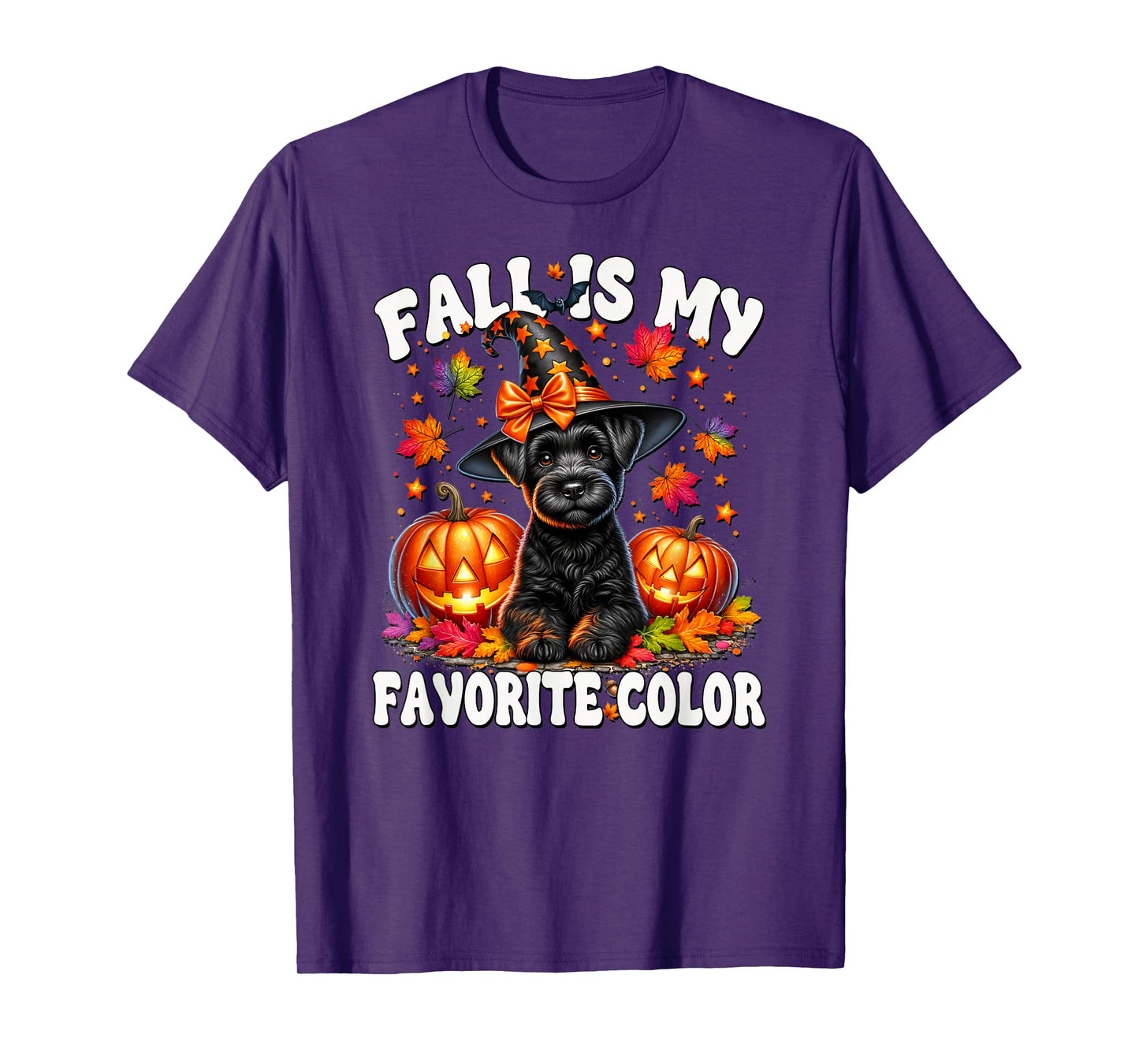 Cute Schnauzer Halloween Pumpkin Fall is My Favorite Color T-Shirt