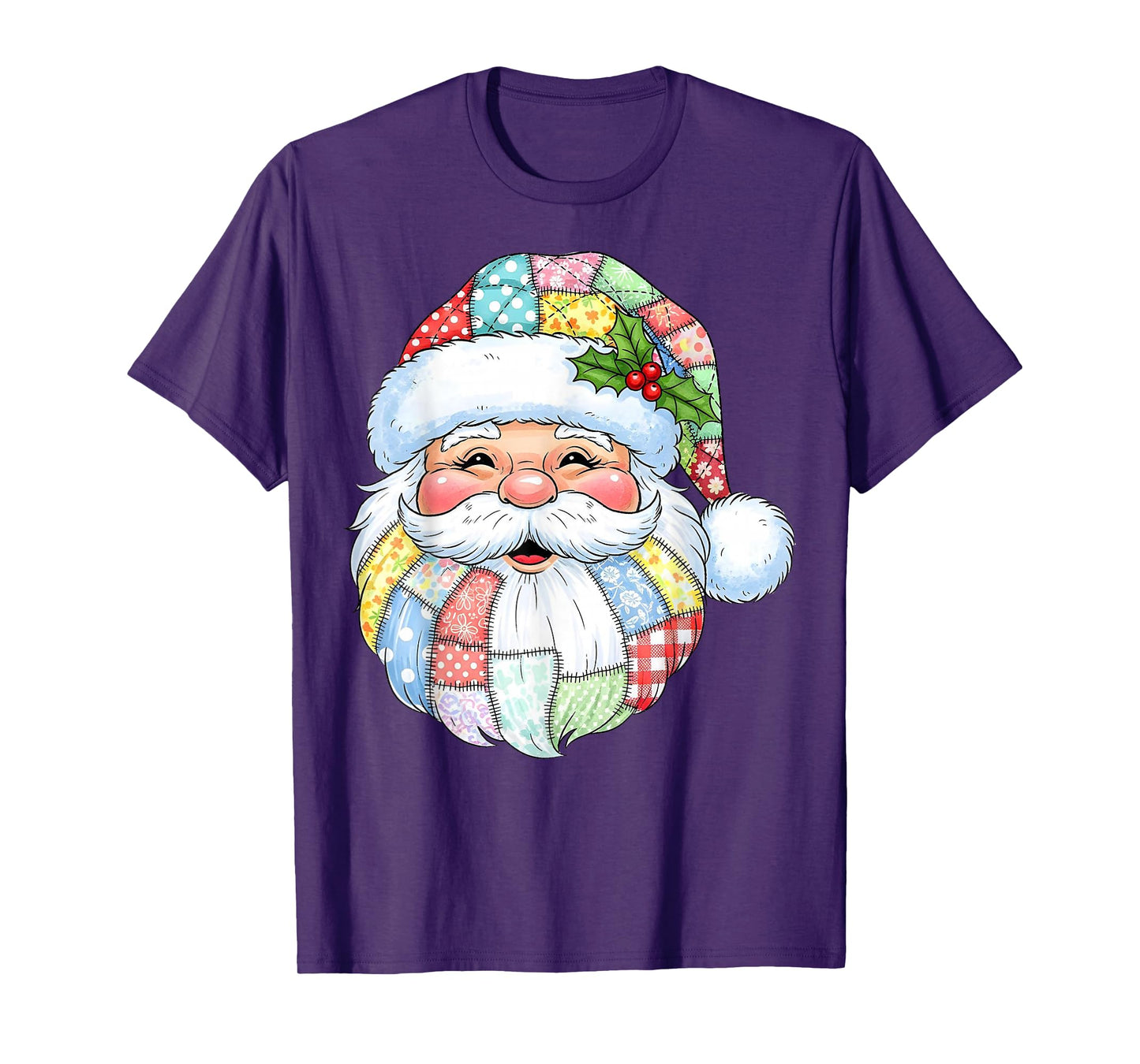 Patchwork Santa Claus Retro Christmas Funny Mens Womans Kids T-Shirt