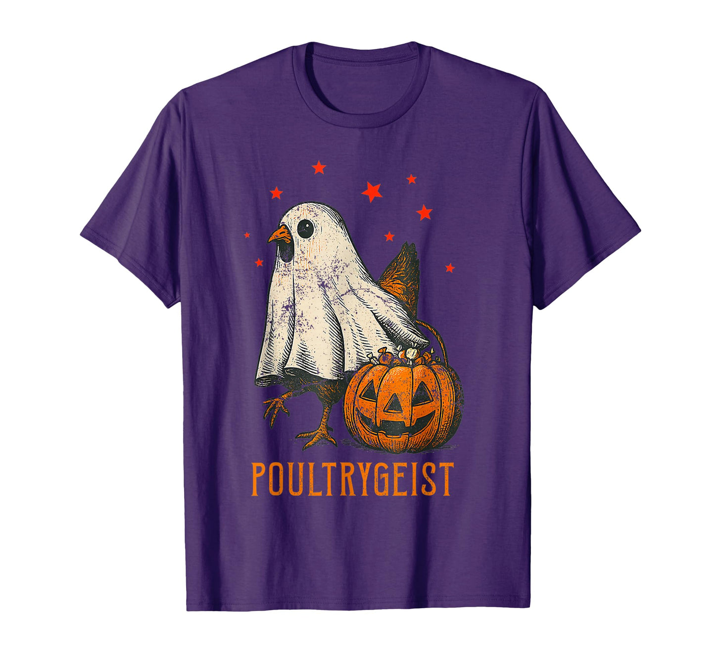 Poultrygeist Funny Halloween Chicken Ghost Costume Pumpkin T-Shirt