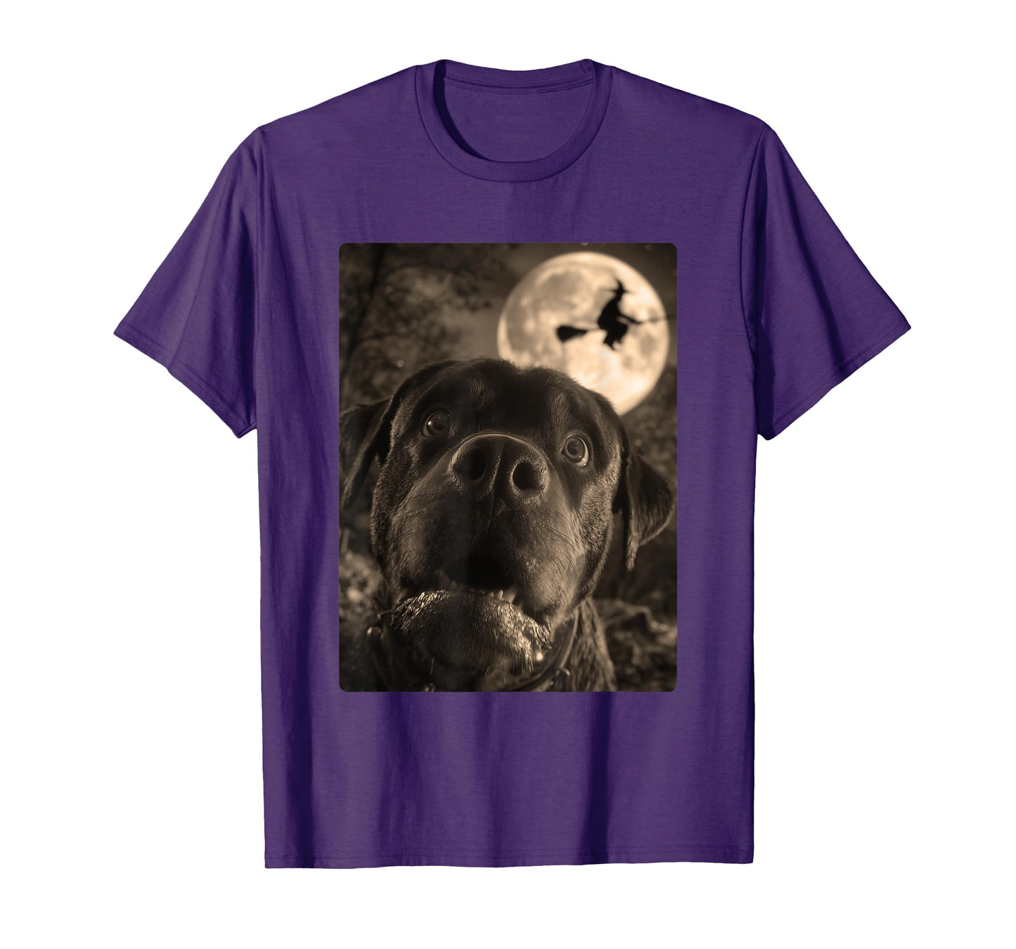 Funny Rottweiler Selfie Full Moon Flying Witch Halloween Dog T-Shirt