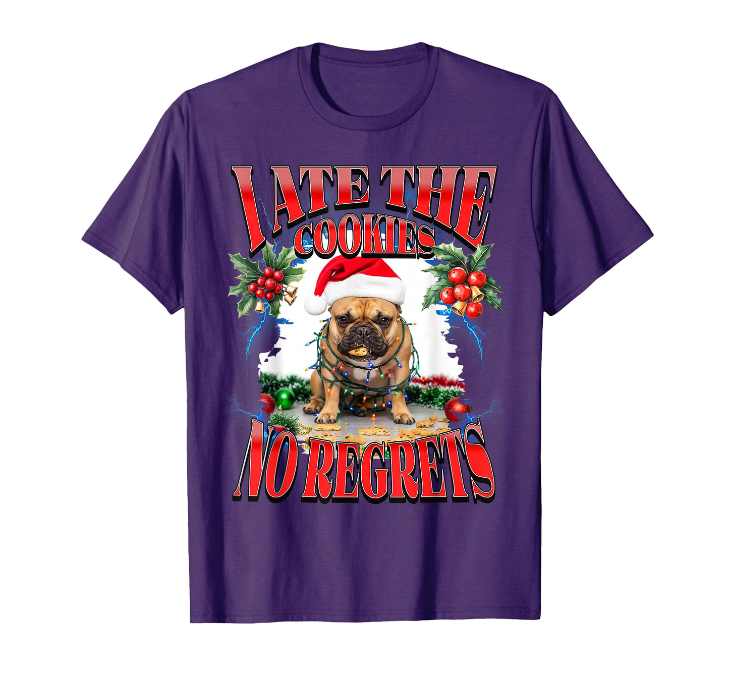 I Ate The Cookies Funny Christmas Cookies French Bulldog T-Shirt