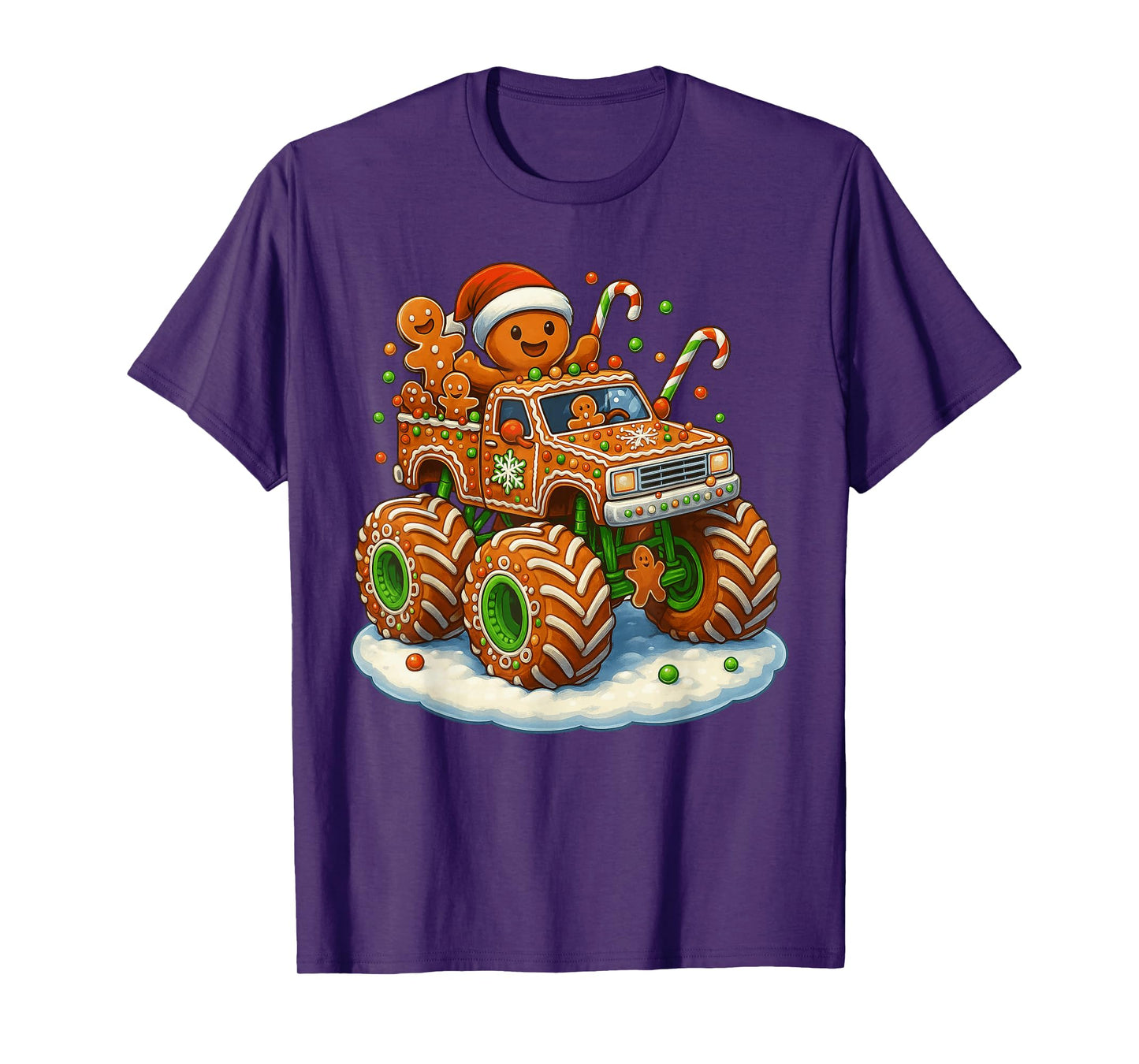 Monster Truck Gingerbread Funny Santa Hat Christmas Baking T-Shirt