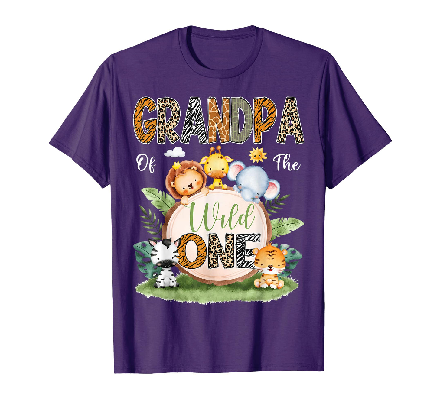 Grandpa Of The Wild One 1St Birthday Kids Safari Jungle T-Shirt