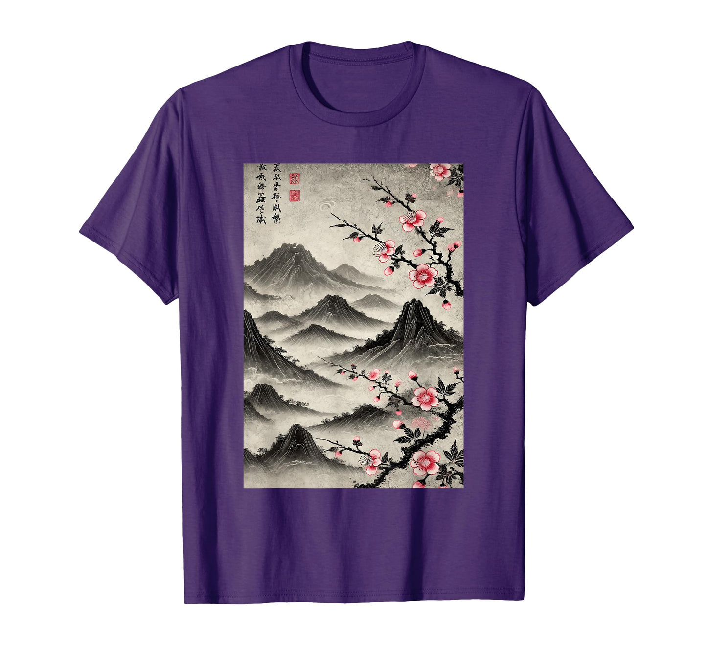 Japanese Graphical Art Vintage Cherry Blossom Woodblock T-Shirt