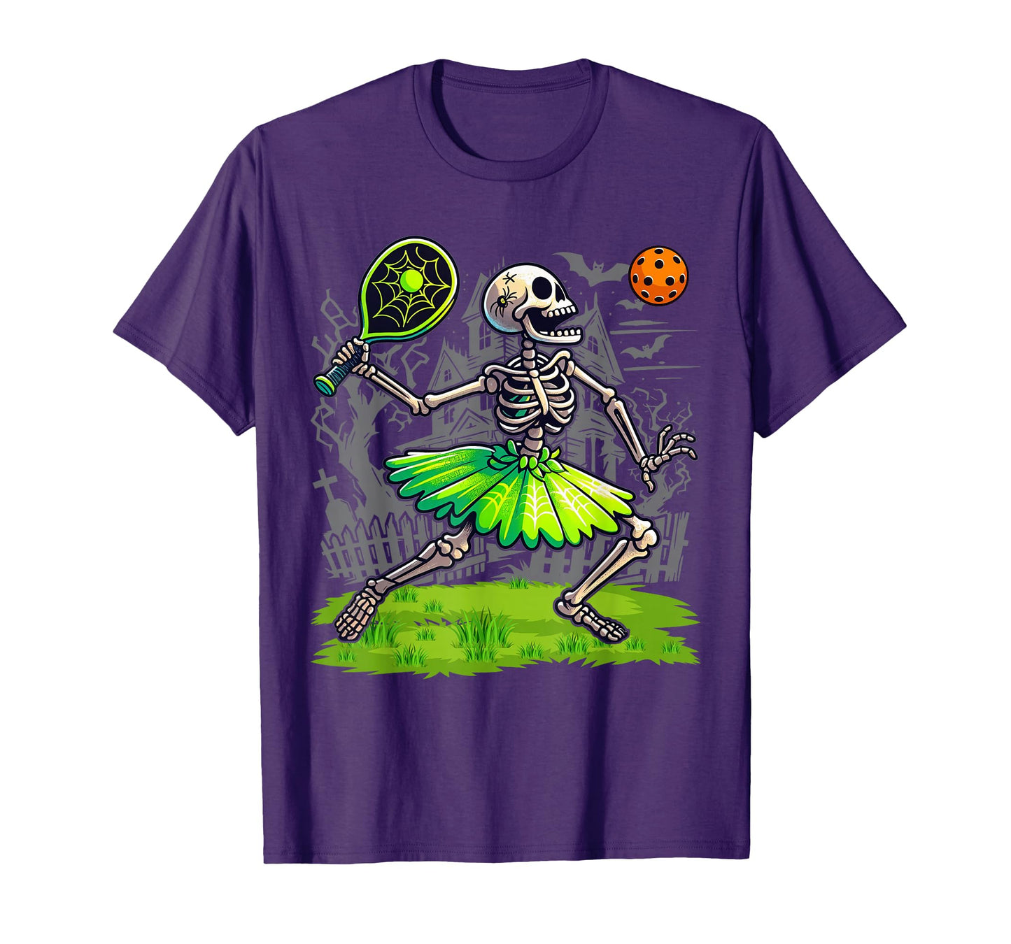 Spooky Pickleball Halloween Skeleton Women T-Shirt