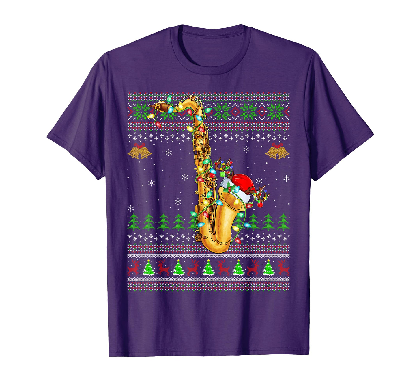 Saxophone Ugly Christmas Sweaters Saxophone Music Lover Xmas T-Shirt