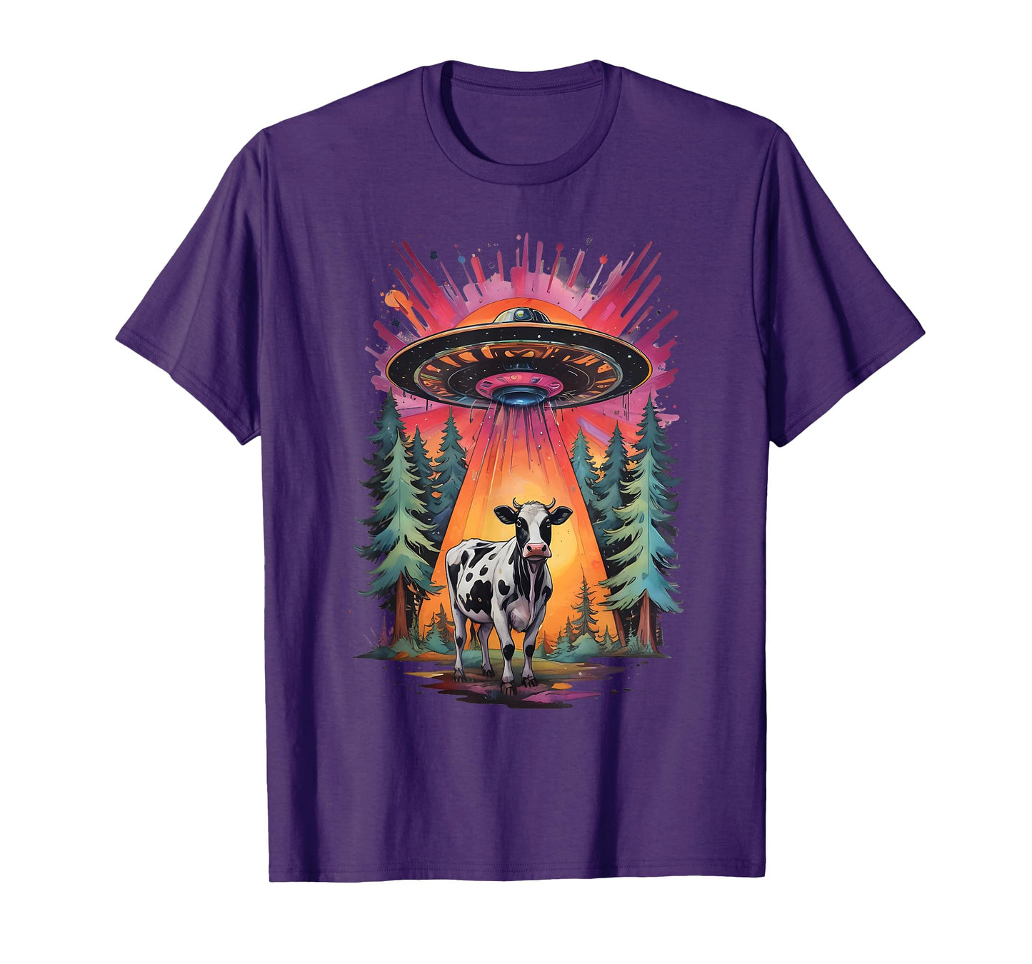 Funny Vintage Retro Graphic Alien UFO Cow Abduction BELIEVE T-Shirt
