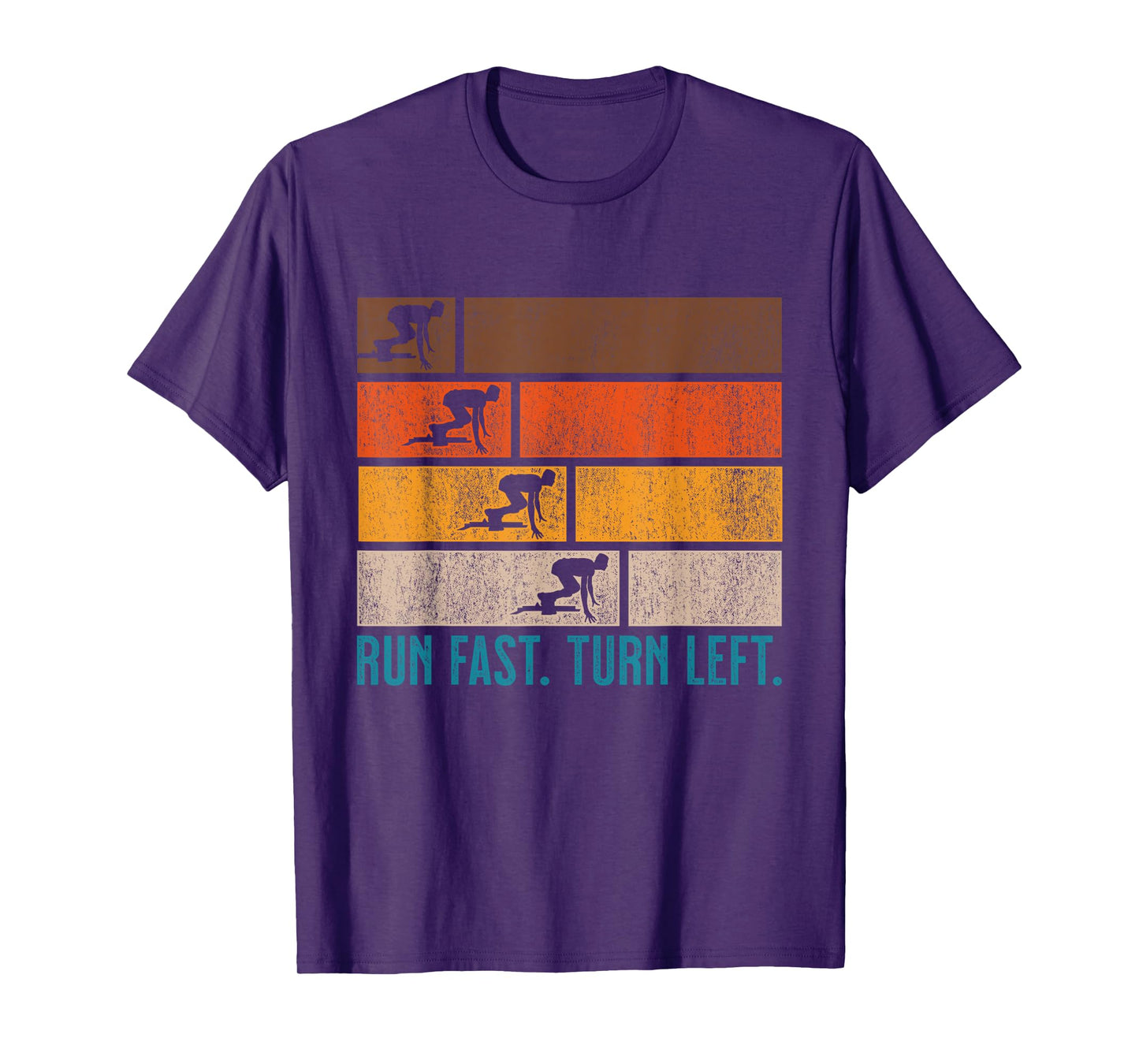 Run Fast Turn Left Sprint Dash Runners 100m 200m 400m T-Shirt