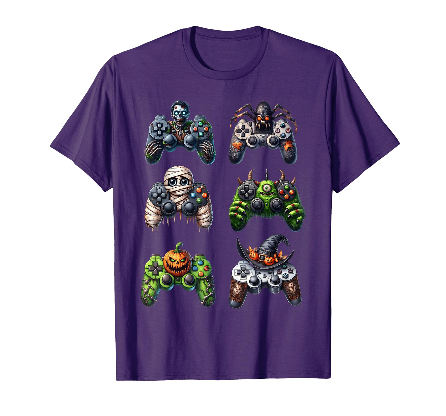 Skeleton Zombie Gaming Controllers Mummy Halloween Boys Kids T-Shirt