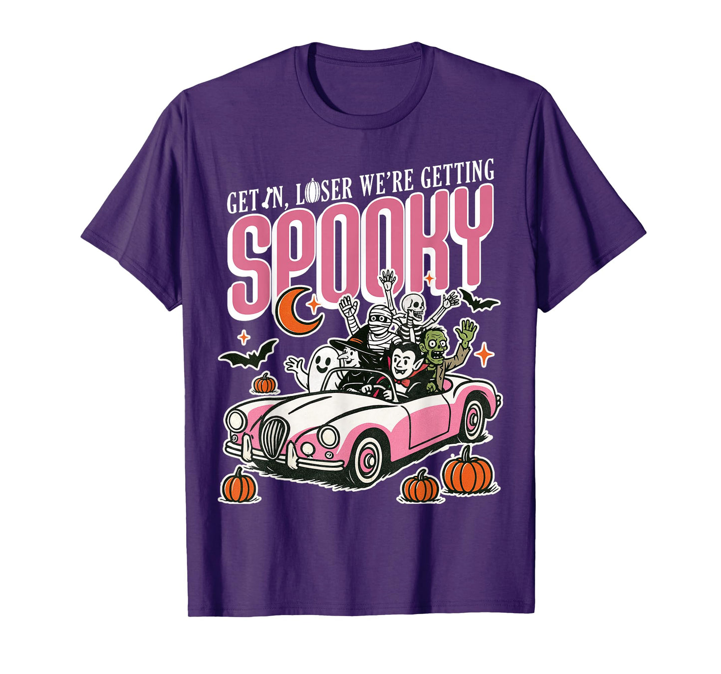 Retro Halloween Spooky Vintage Witch Skeleton Horror Pumpkin T-Shirt