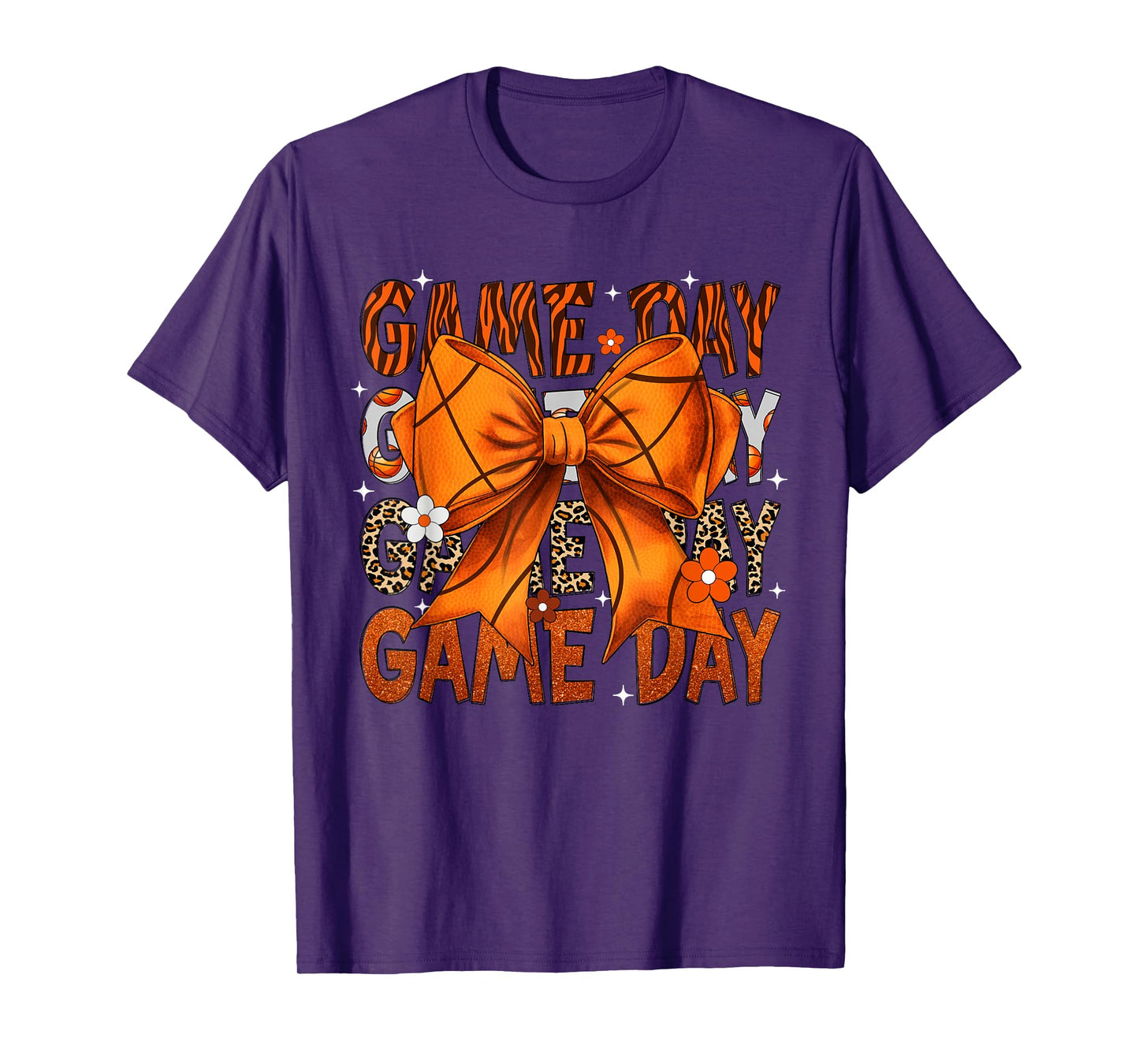 Game Day Basketball Bow Coquette Leopard Basketball T-Shirt