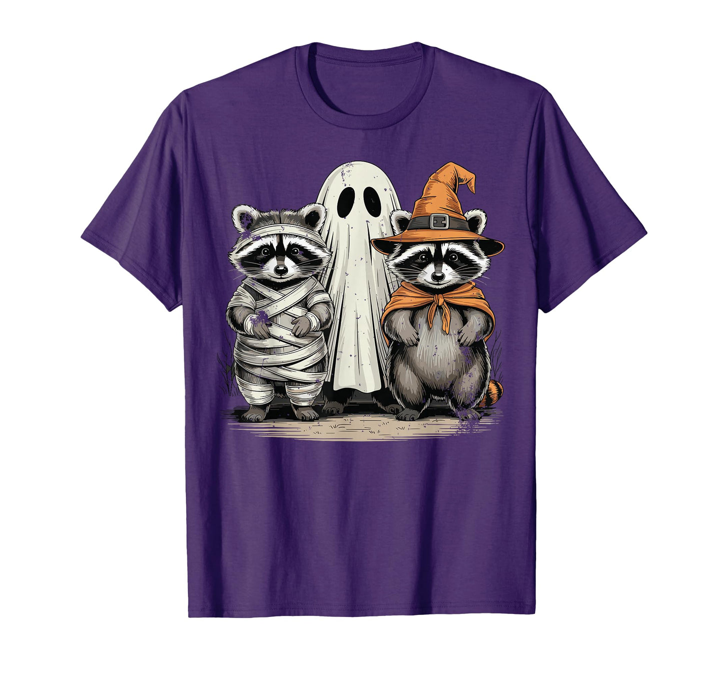 Cute Halloween Raccoon Ghost Witch Costume T-Shirt