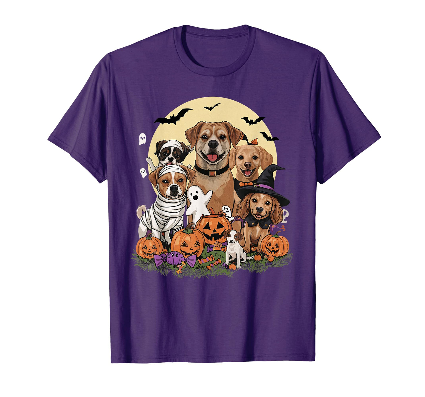 Cute Mummy Witch Ghost Halloween Dog Costume Men Women Kids T-Shirt