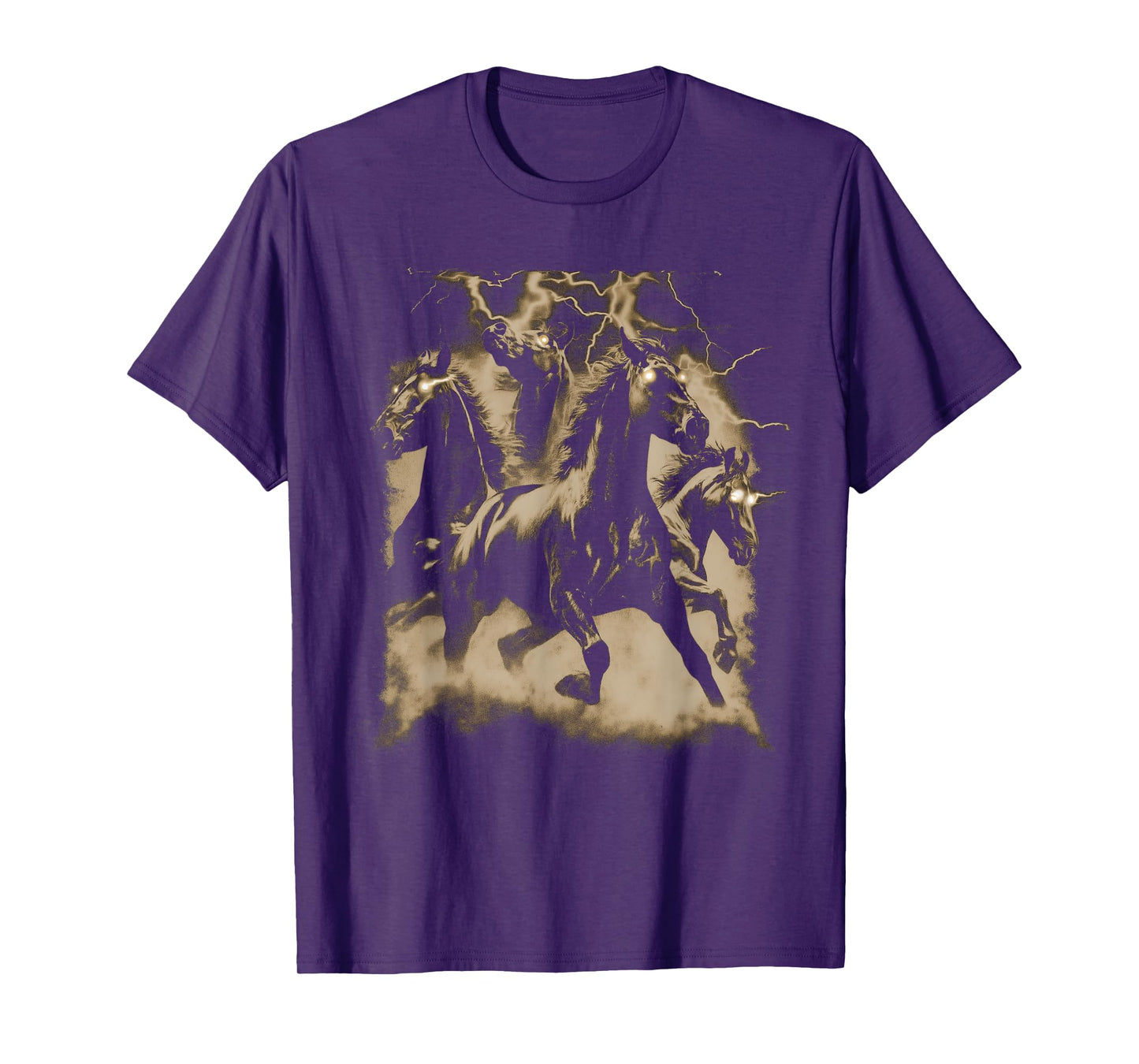 Vintage Horse Lightning Retro 80s 90s Western Grunge Graphic T-Shirt