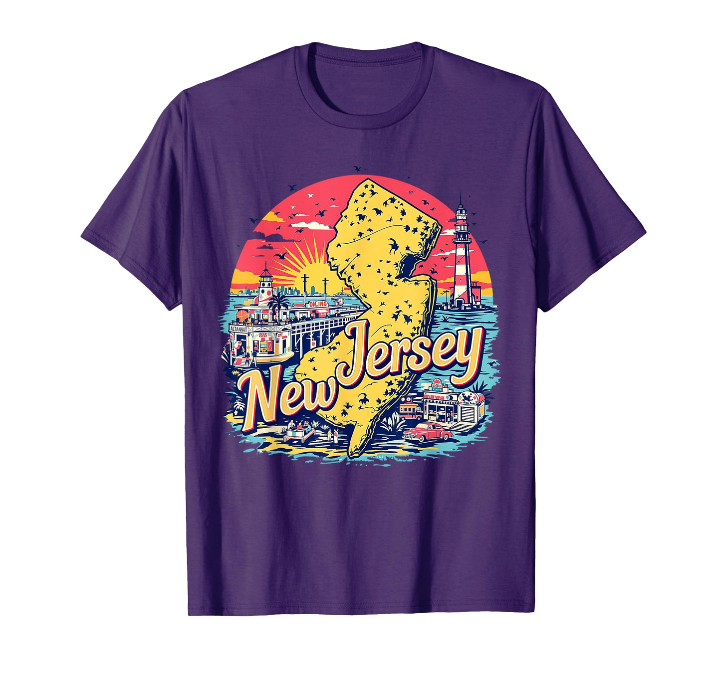 Vintage New Jersey State Map Retro T-Shirt