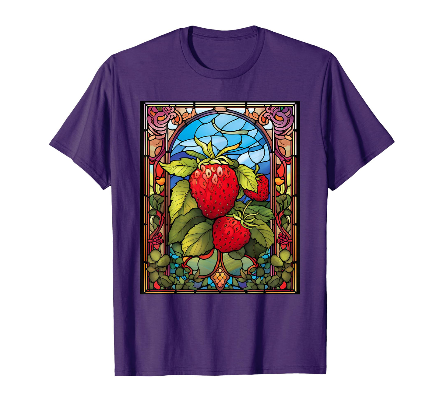 Stained Glass Style Strawberry T-Shirt