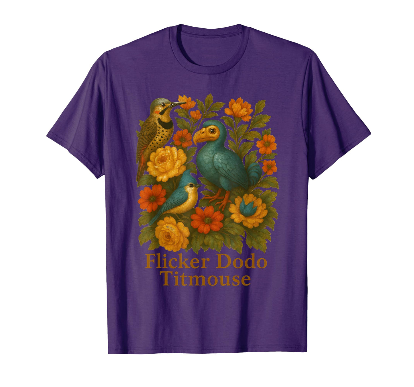 Funny Flicker Dodo Titmouse Vintage Floral Shirt Womens Mens T-Shirt