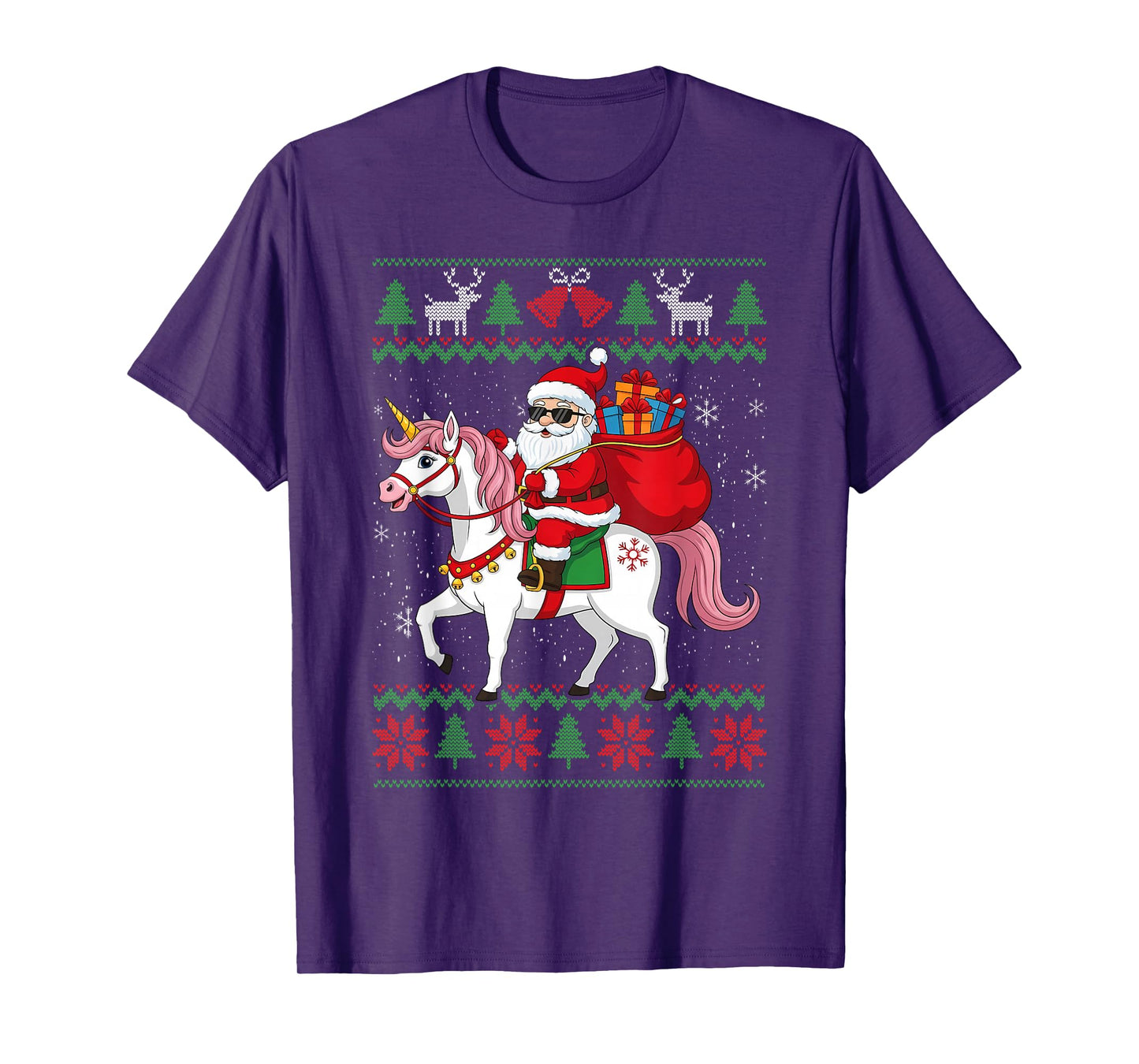 Santa Riding Unicorn, Ugly Christmas Sweater, Women Girls T-Shirt