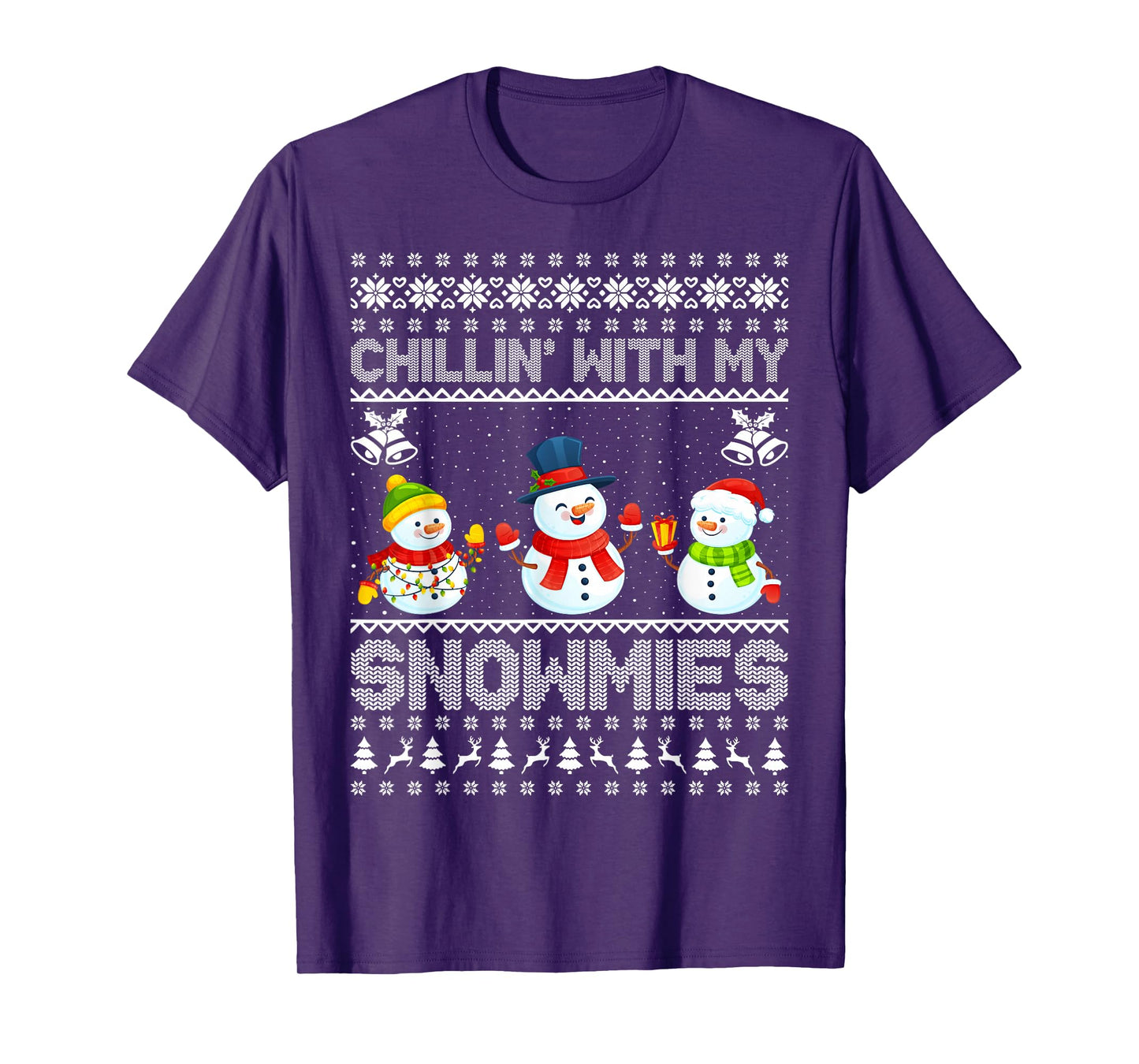 Chillin with My Snowmies Ugly Xmas Sweater Snowman Christmas T-Shirt