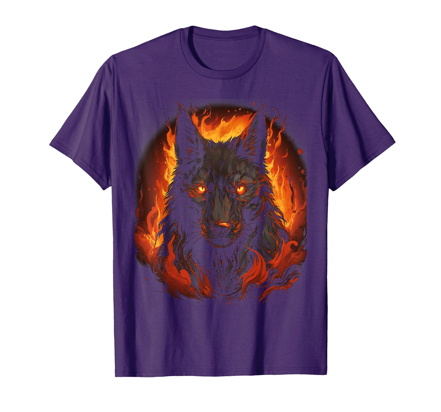 Wolf Howling Fire Mythical Creature Graphic T-Shirt