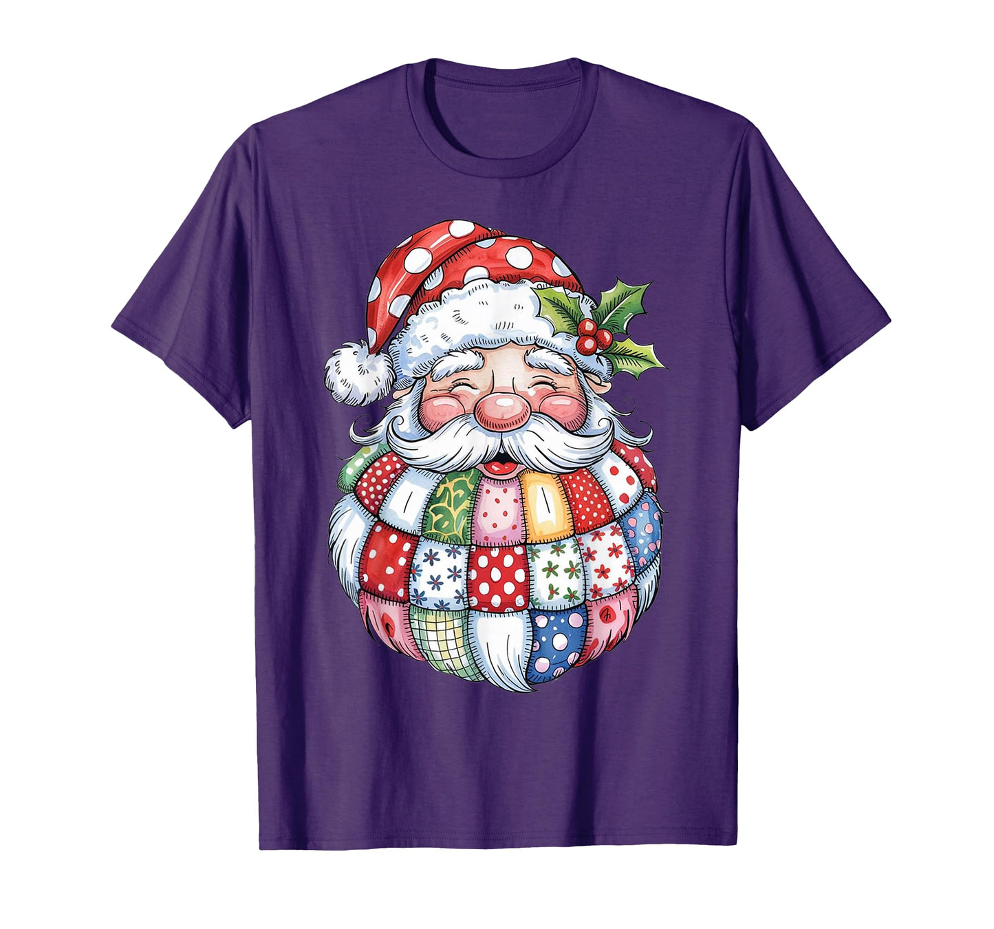 Patchwork Santa Claus Retro Christmas Funny Mens Womans Kids T-Shirt