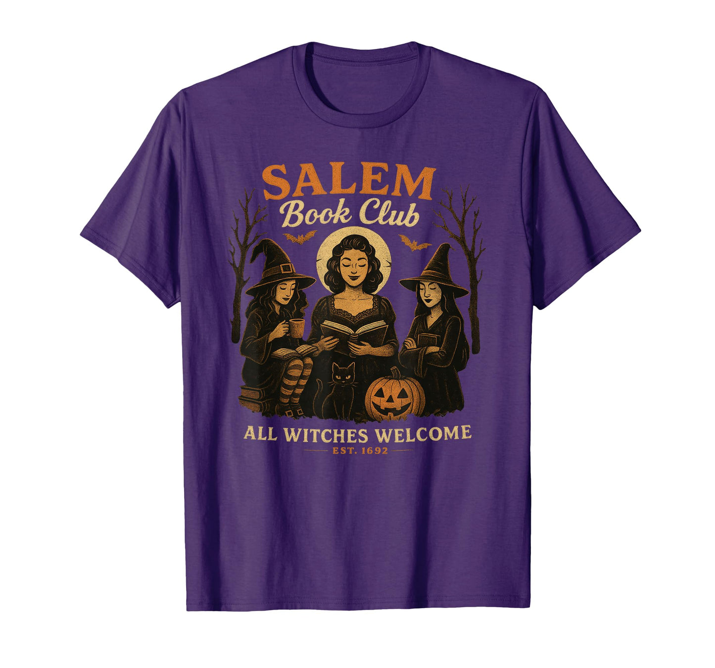 Salem Witch Book Club Bookish Halloween Full Moon Reader T-Shirt