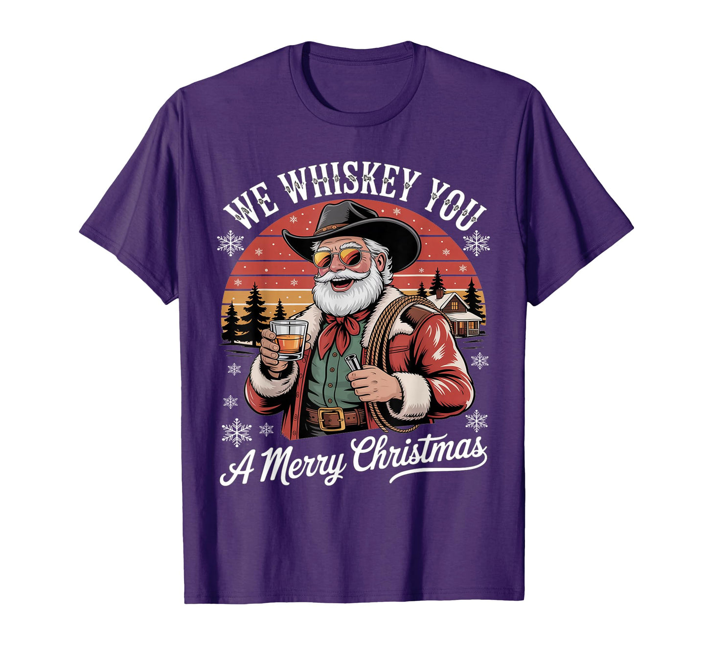 We Whiskey You A Merry Christmas Funny Santa Drinking T-Shirt