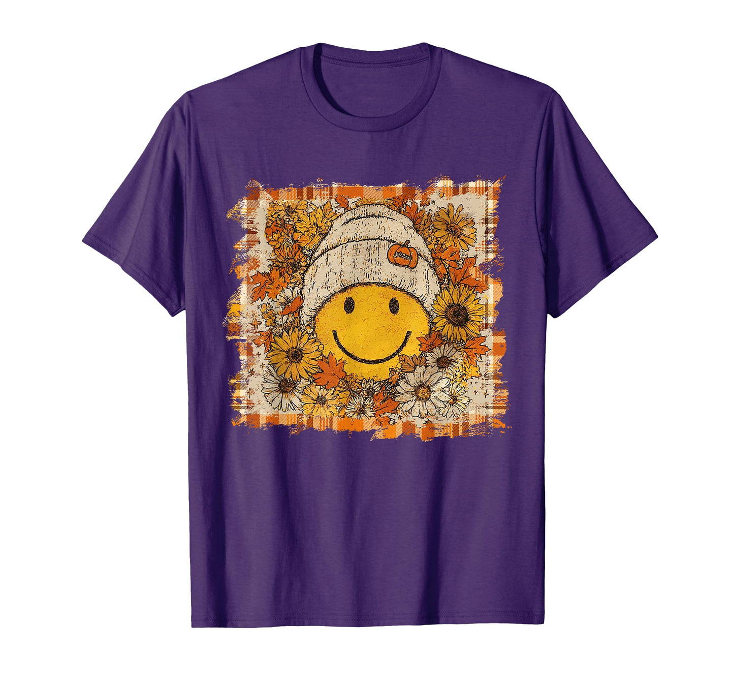 floral fall smile face shirt, Fall shirt, Fall pumpkin gift T-Shirt