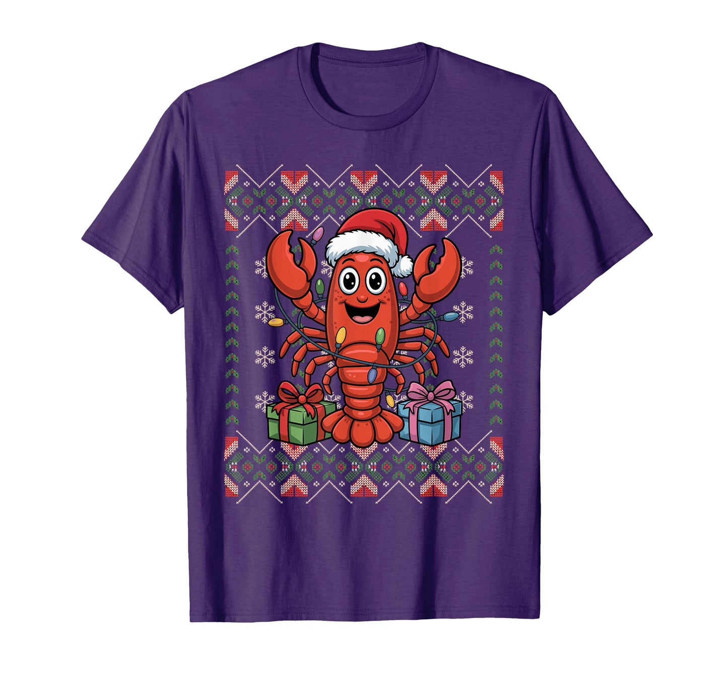 Santa Lobster Christmas Ugly Sweater Funny Holiday Pajamas T-Shirt
