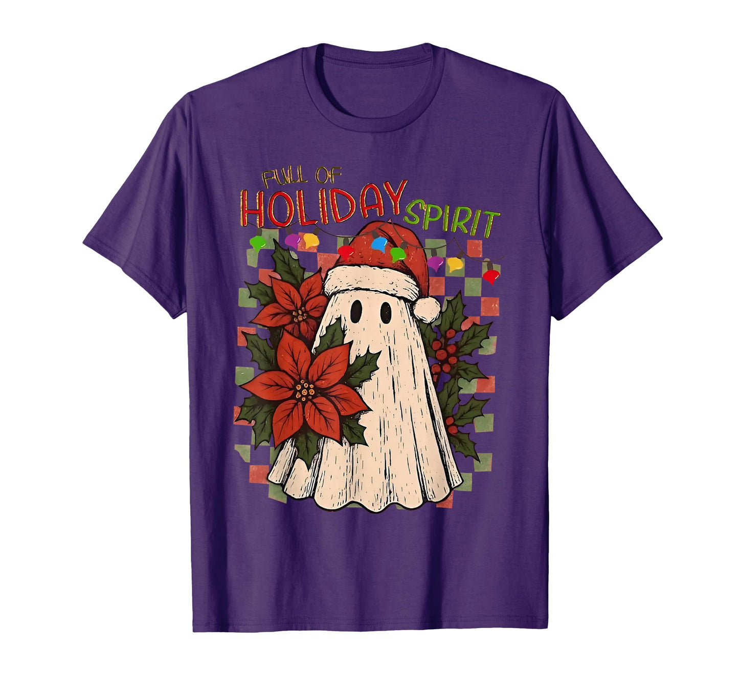 Santa Ghost Holiday Spirit Teacher Preppy Floral Christmas T-Shirt