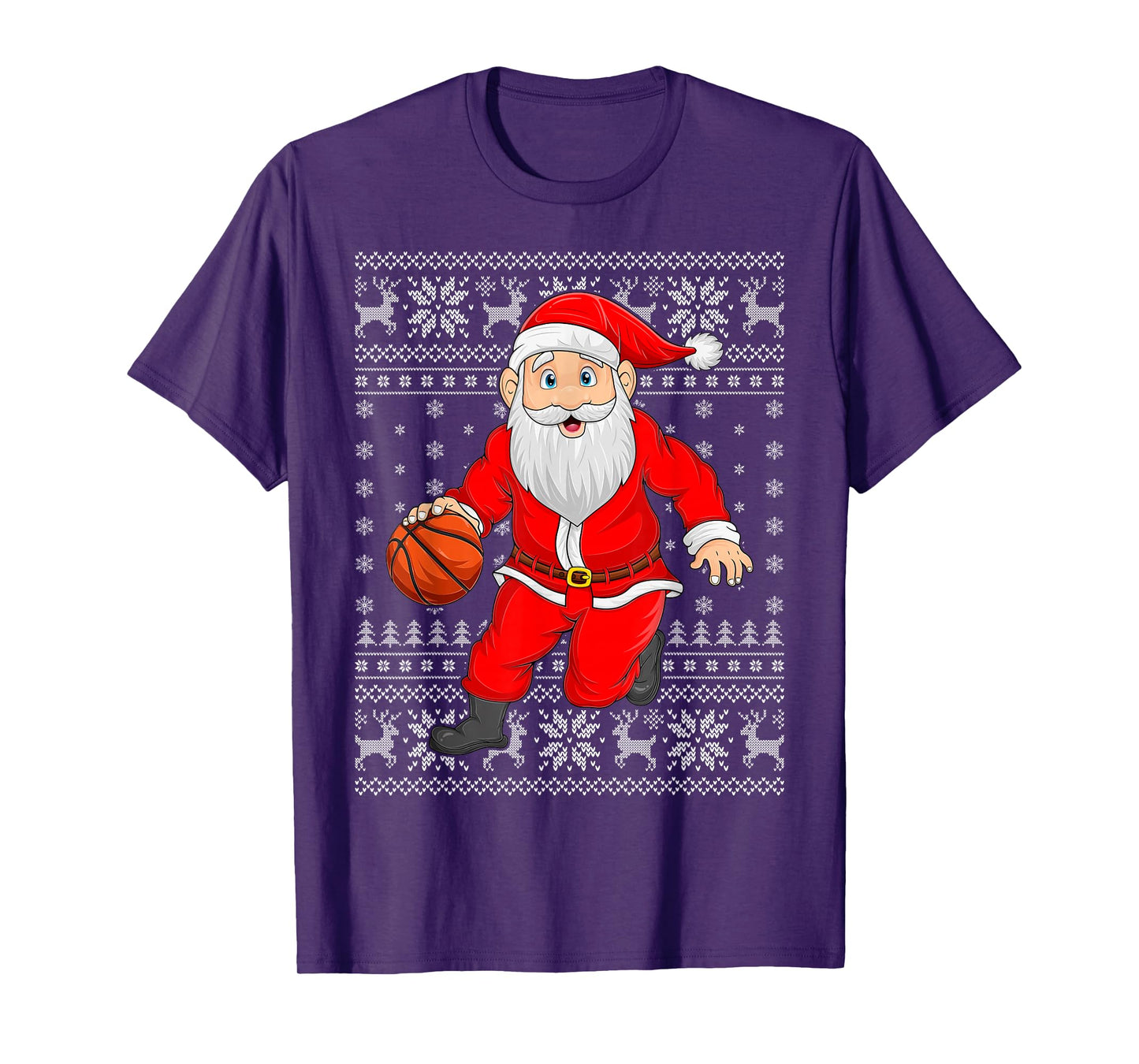 Santa Playing Basketball Ugly Christmas Sweaters Xmas T-Shirt