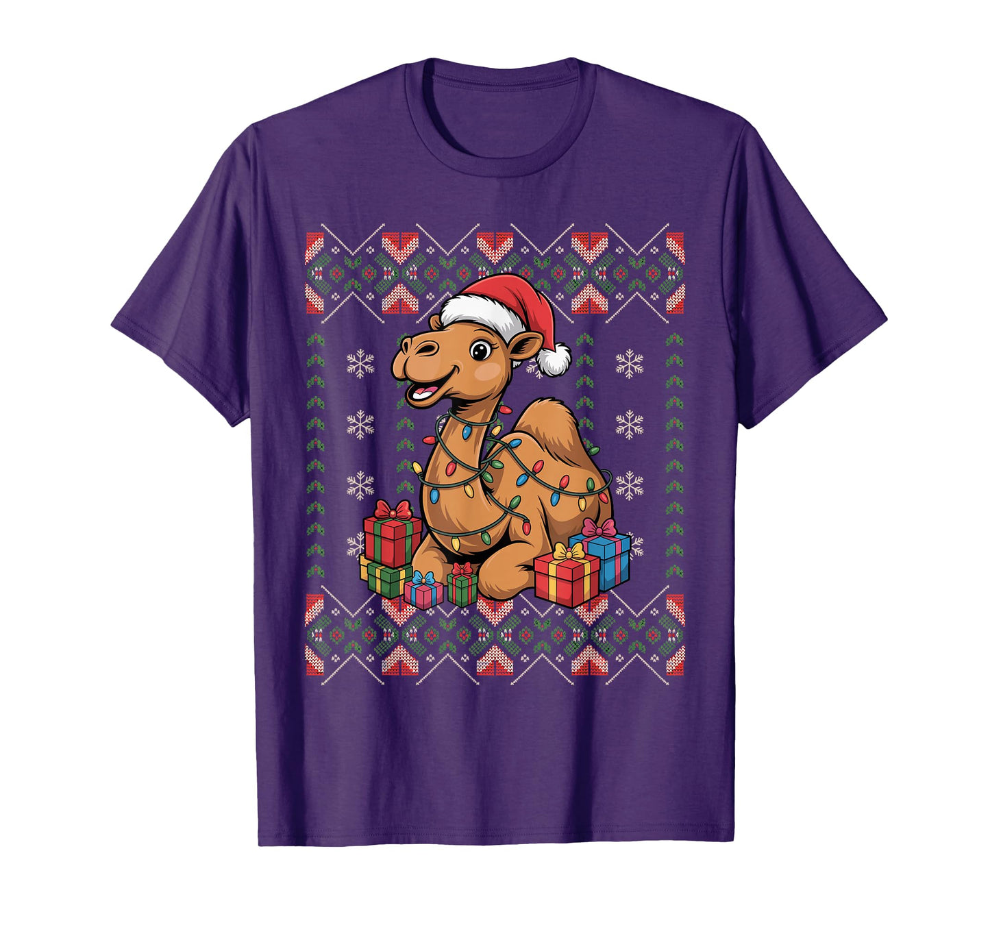 Santa Camel Christmas Ugly Sweater Funny Holiday Pajamas T-Shirt