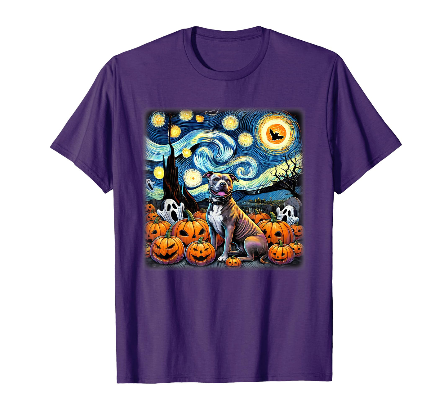 Starry Night Pitbull Halloween T-Shirt