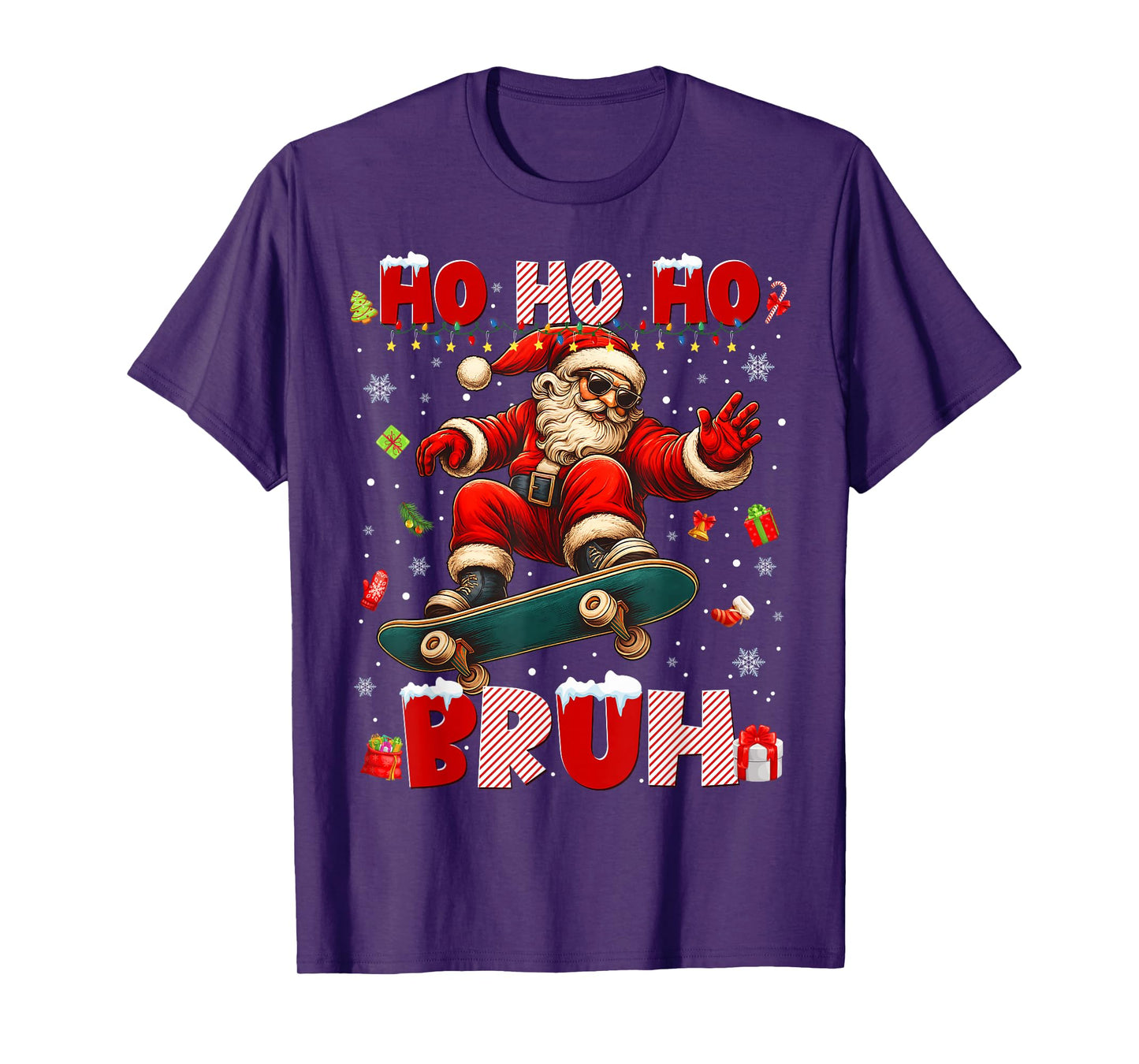 Ho Ho Bruh Cool Skateboard Santa Christmas Xmas Boy Kids T-Shirt