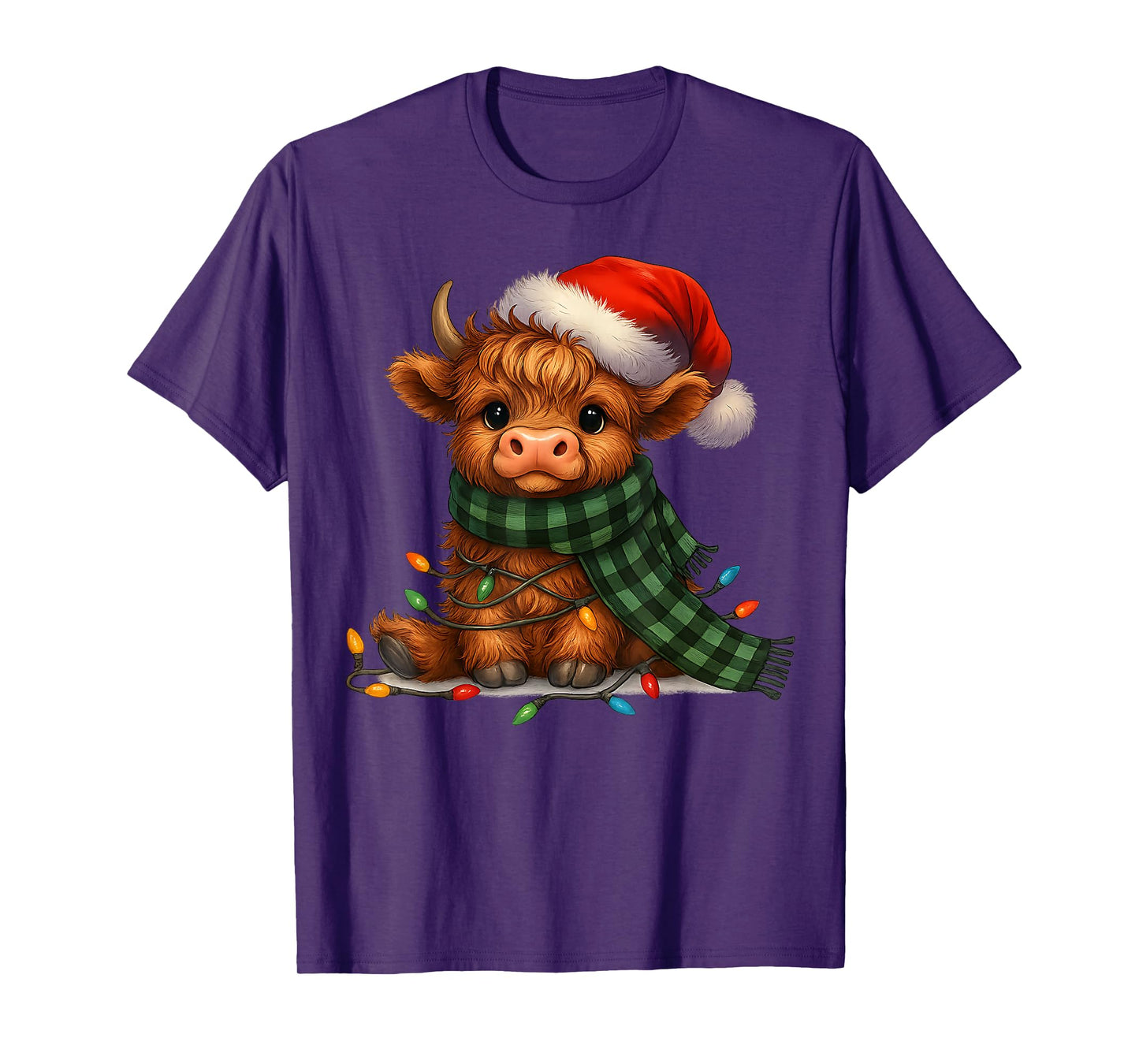 Christmas Scottish Highland Cow Santa Xmas Farm Animal Lover T-Shirt